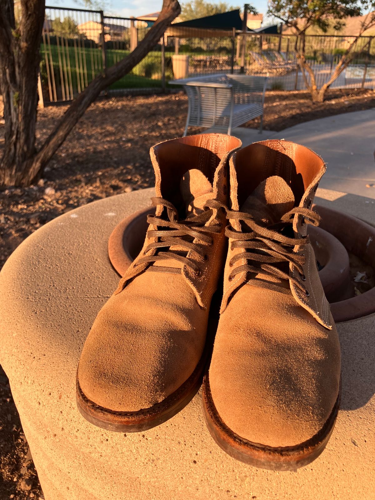 Photo by RuffOutLaGoop on November 6, 2023 of the Oak Street Bootmakers Field Boot in Horween Natural Chromexcel Roughout.