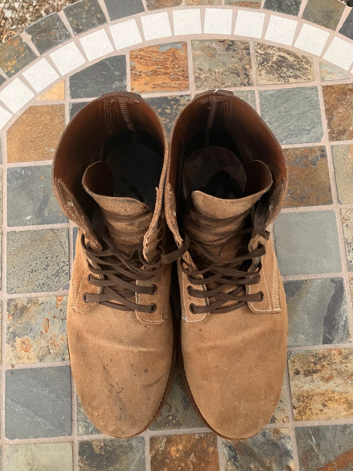 Photo by RuffOutLaGoop on December 6, 2023 of the Oak Street Bootmakers Field Boot in Horween Natural Chromexcel Roughout.