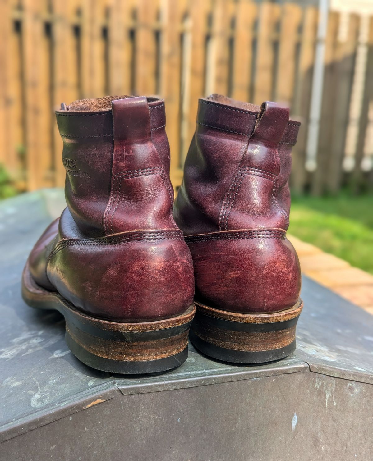 Photo by demo on August 13, 2024 of the White's 350 Cruiser in Horween Burgundy Chromexcel.