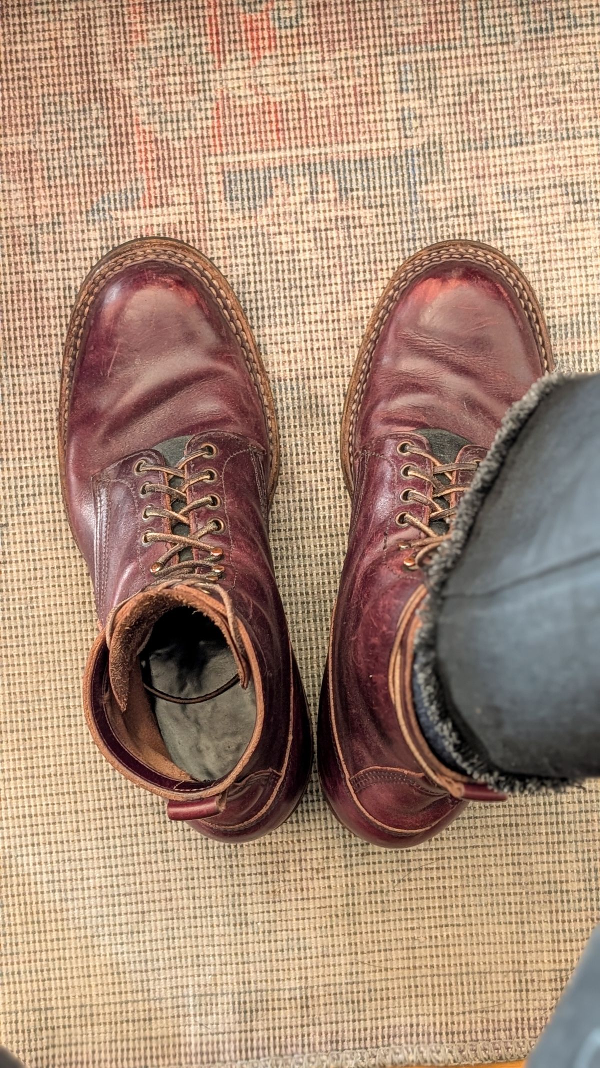 Photo by demo on February 9, 2026 of the White's 350 Cruiser in Horween Burgundy Chromexcel.