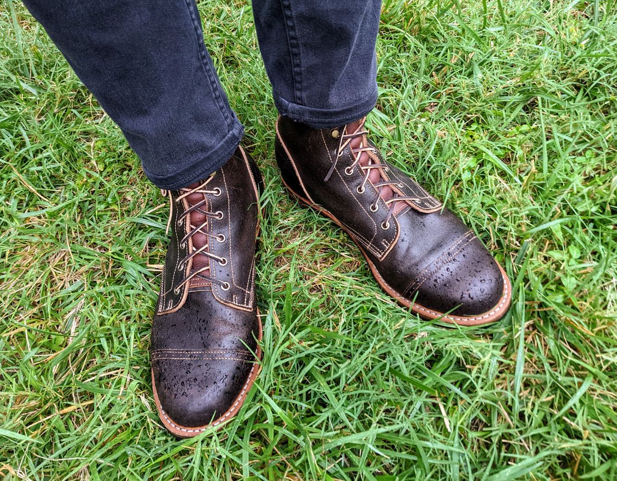 Photo by demo on August 3, 2022 of the Truman Service Boot in Horween Java Waxed Flesh.
