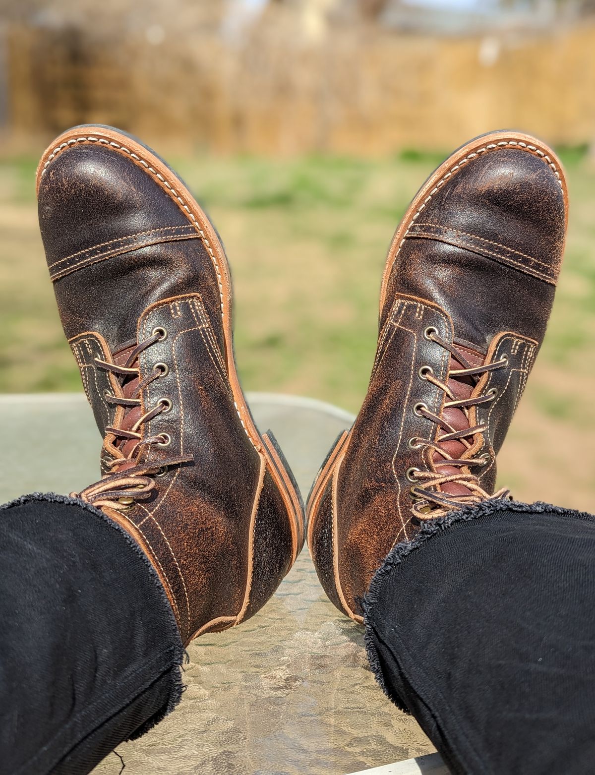 Photo by demo on March 1, 2023 of the Truman Service Boot in Horween Java Waxed Flesh.
