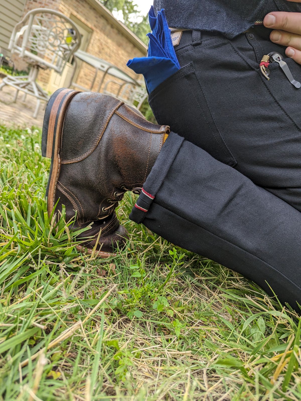 Photo by demo on June 27, 2023 of the Truman Service Boot in Horween Java Waxed Flesh.