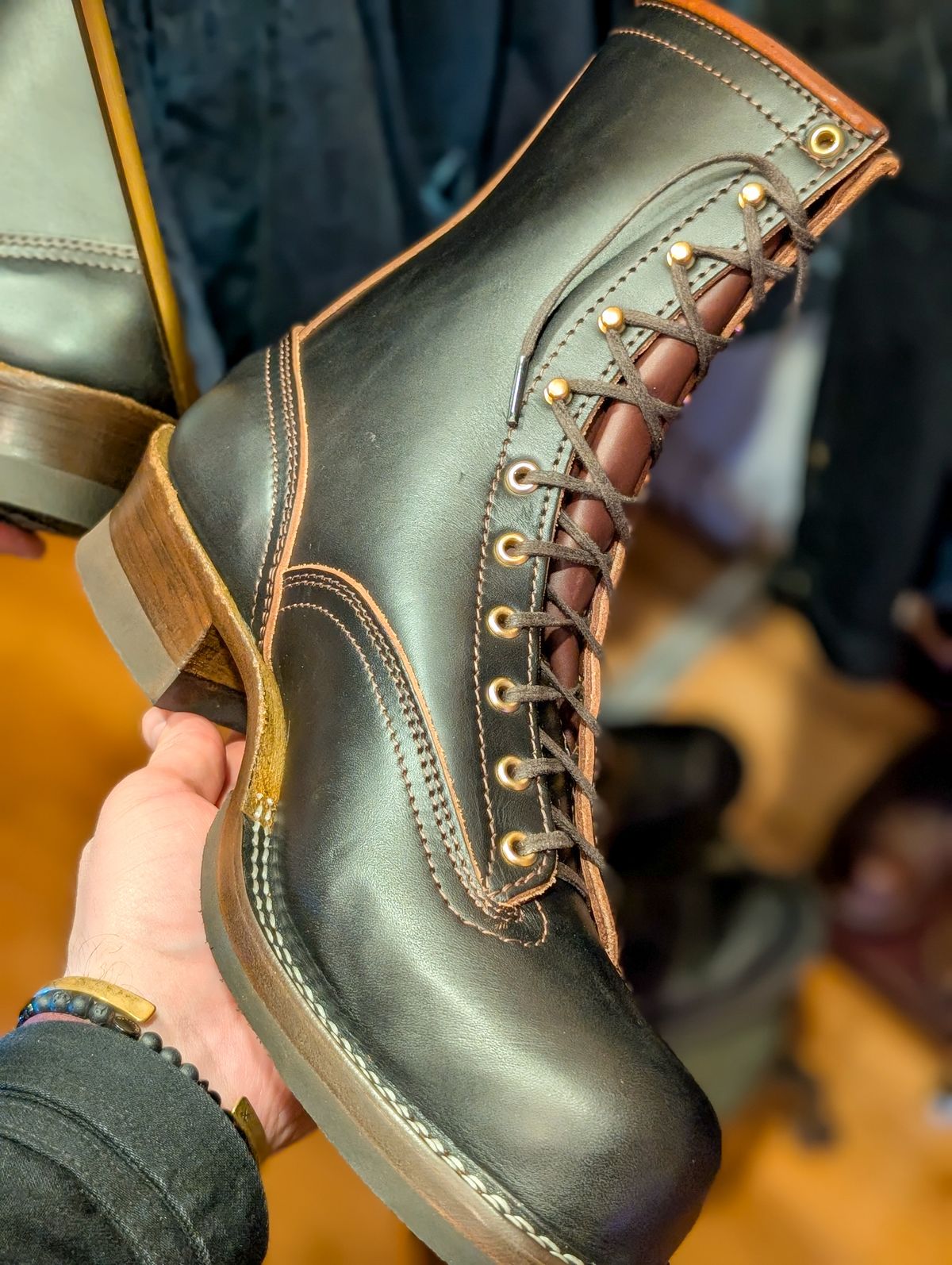 Photo by demo on March 5, 2026 of the Nicks x Carl Murawski The Blackwood in Wickett & Craig Natural Veg Tan Overdyed Black.