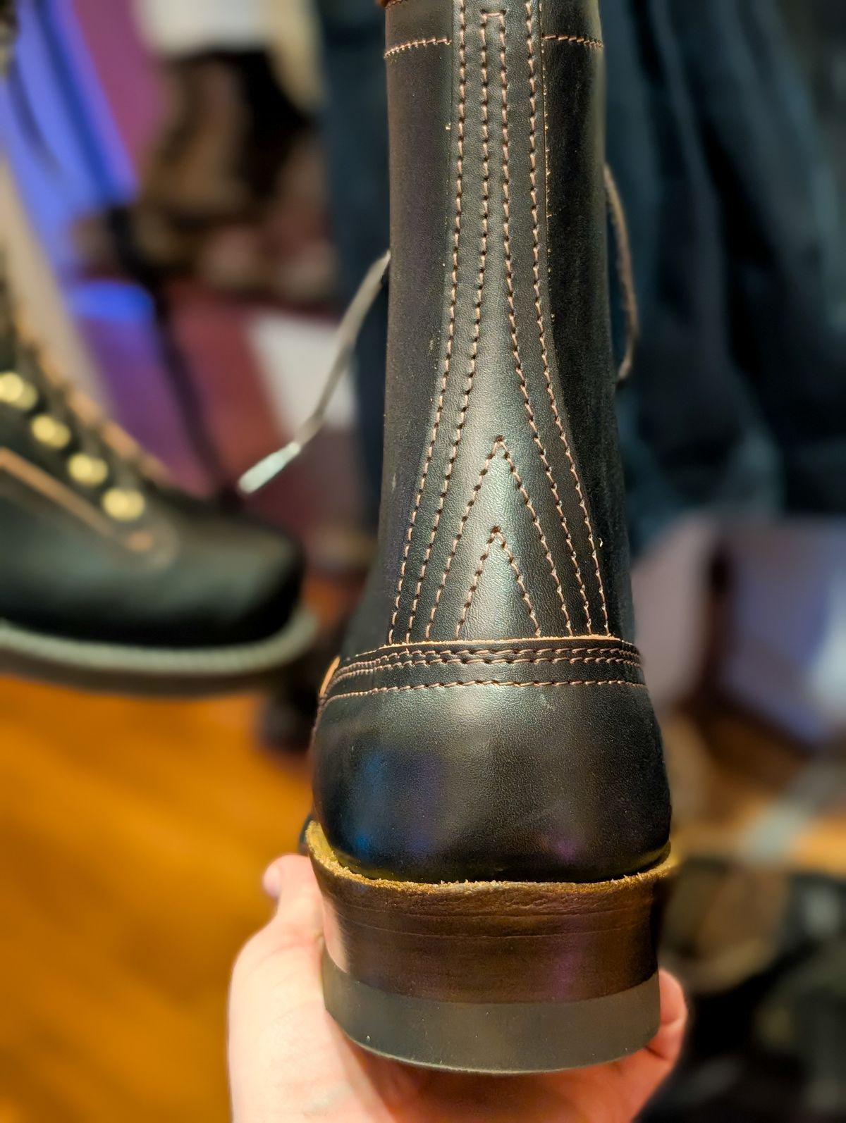 Photo by demo on March 5, 2026 of the Nicks x Carl Murawski The Blackwood in Wickett & Craig Natural Veg Tan Overdyed Black.