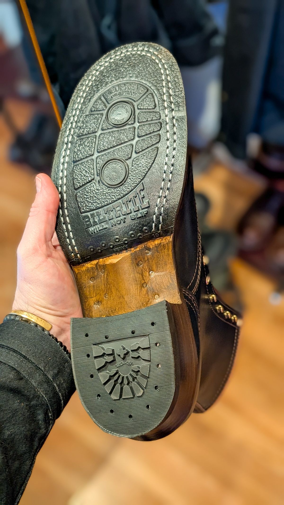 Photo by demo on March 4, 2026 of the Nicks x Carl Murawski The Blackwood in Wickett & Craig Natural Veg Tan Overdyed Black.