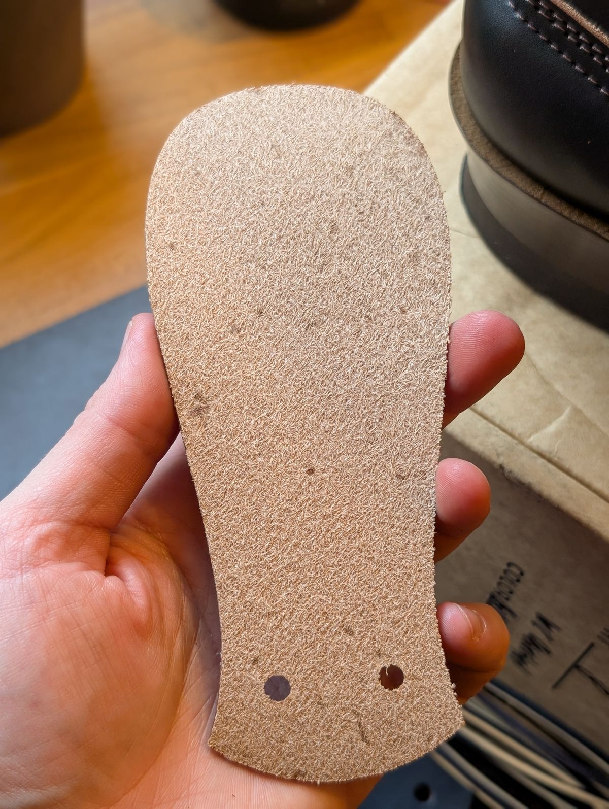 Photo by demo on March 4, 2026 of the Nicks x Carl Murawski The Blackwood in Wickett & Craig Natural Veg Tan Overdyed Black.