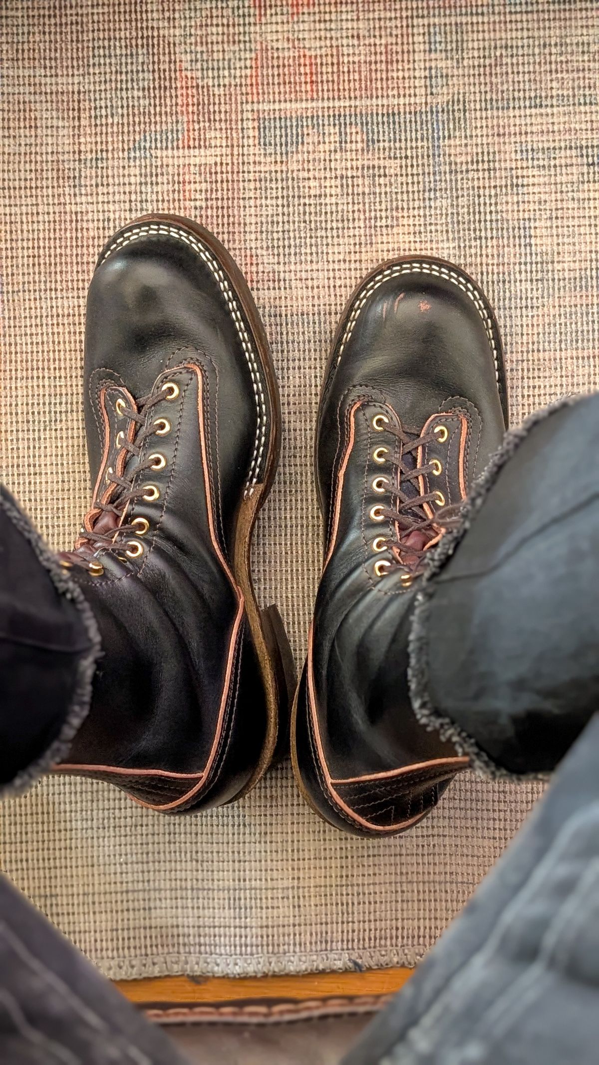 Photo by demo on March 11, 2026 of the Nicks x Carl Murawski The Blackwood in Wickett & Craig Natural Veg Tan Overdyed Black.