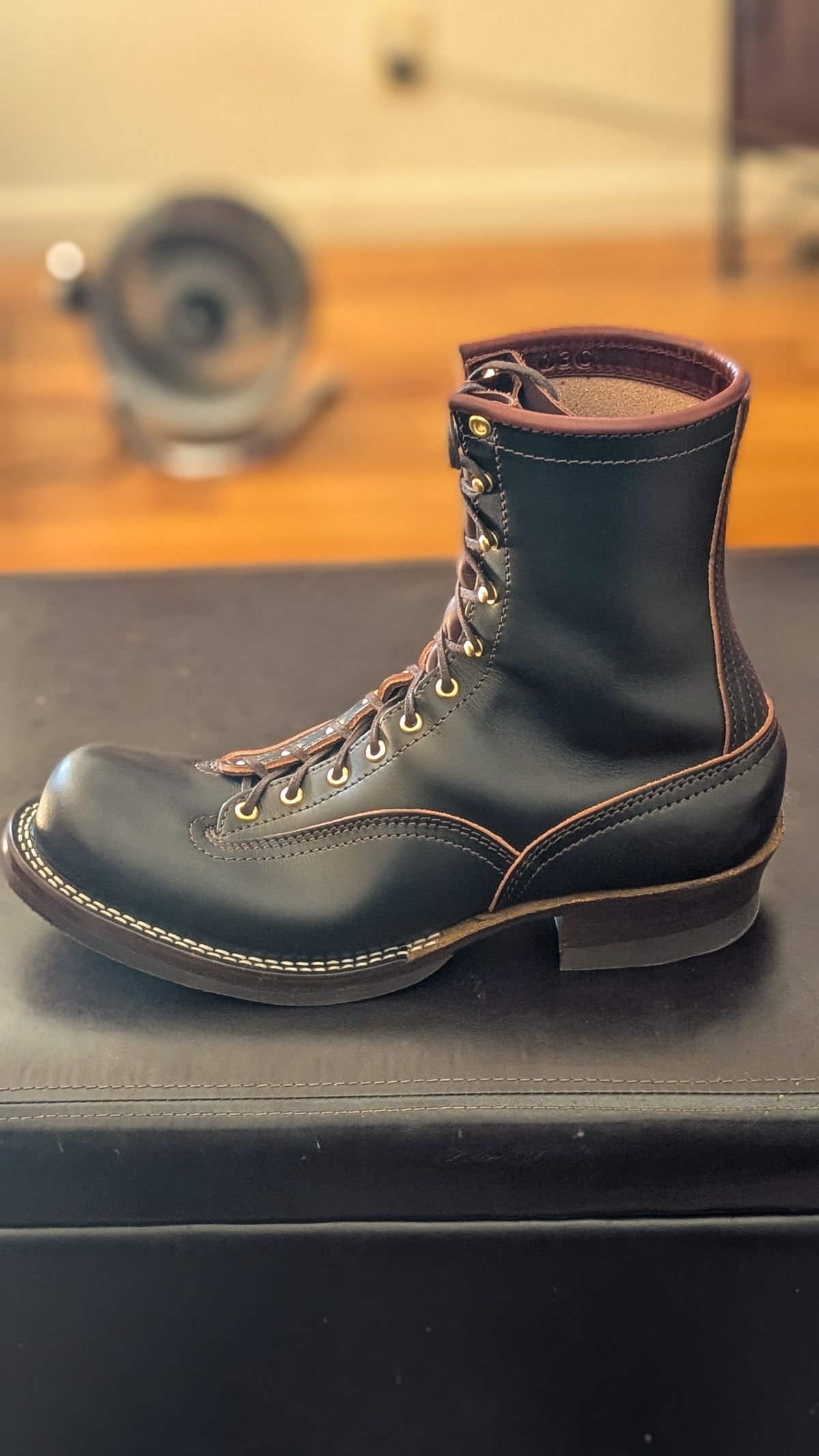Photo by demo on March 6, 2026 of the Nicks x Carl Murawski The Blackwood in Wickett & Craig Natural Veg Tan Overdyed Black.