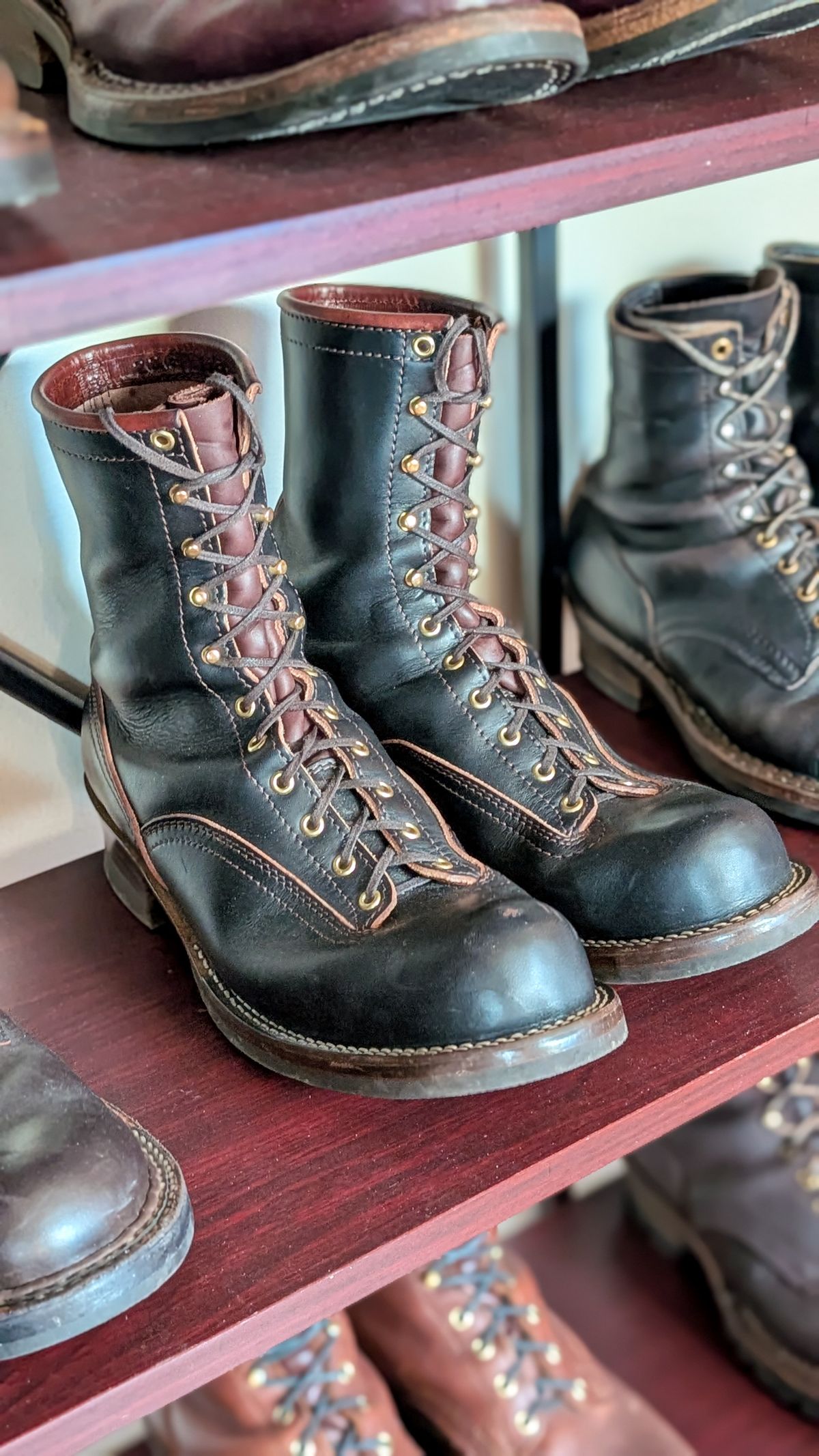 Photo by demo on March 9, 2026 of the Nicks x Carl Murawski The Blackwood in Wickett & Craig Natural Veg Tan Overdyed Black.