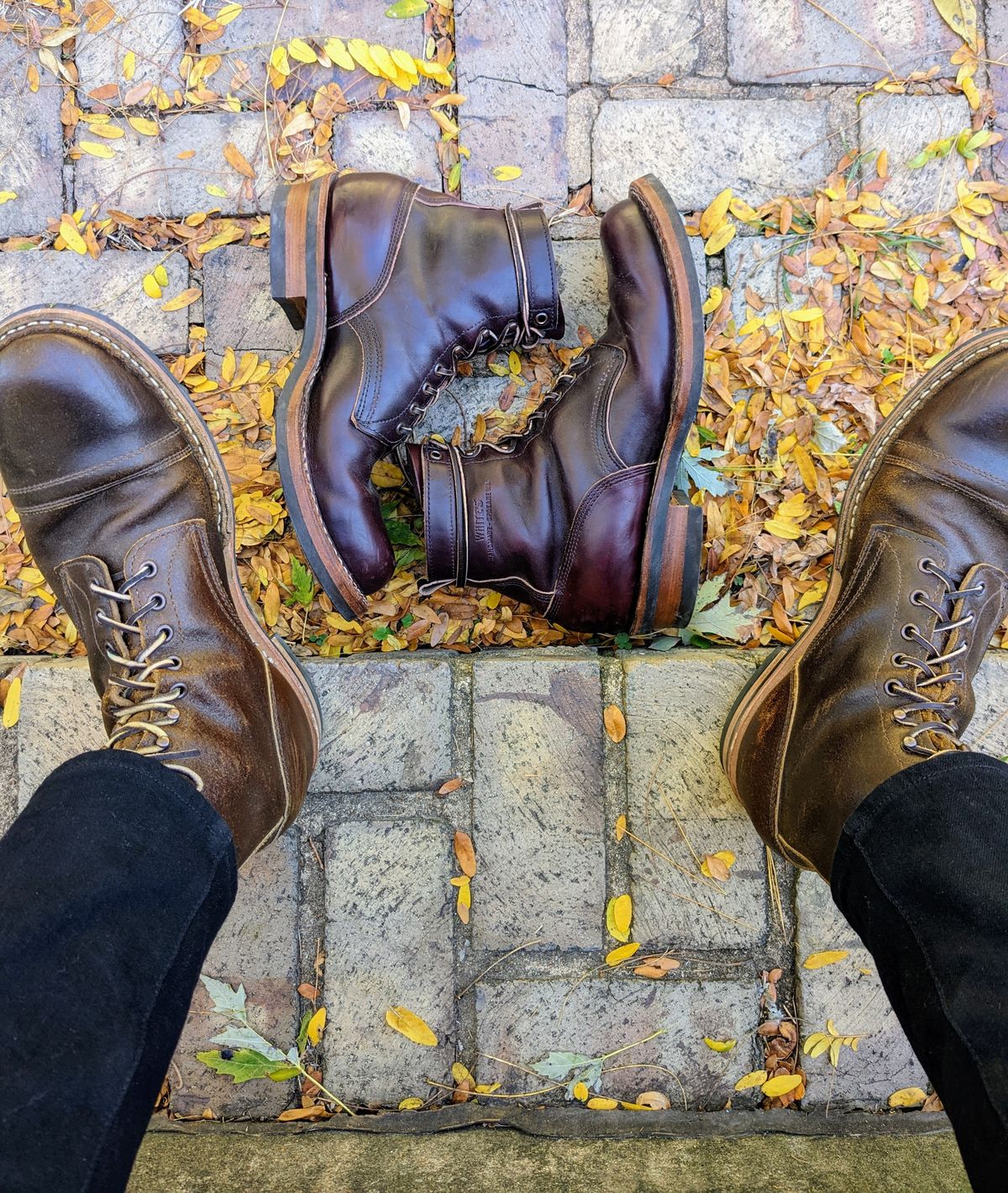 Photo by demo on October 13, 2022 of the White's MP-Sherman Toe Cap in Horween Cinnamon Waxed Flesh.