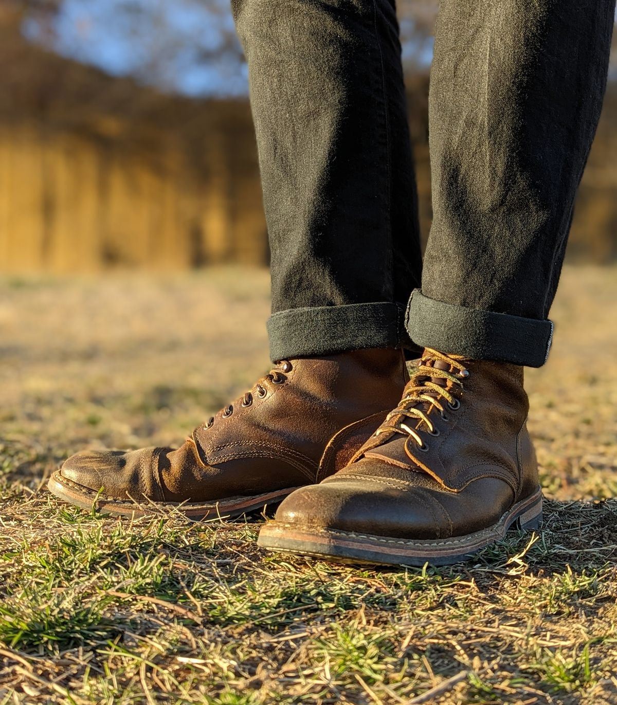 Photo by demo on February 5, 2023 of the White's MP-Sherman Toe Cap in Horween Cinnamon Waxed Flesh.