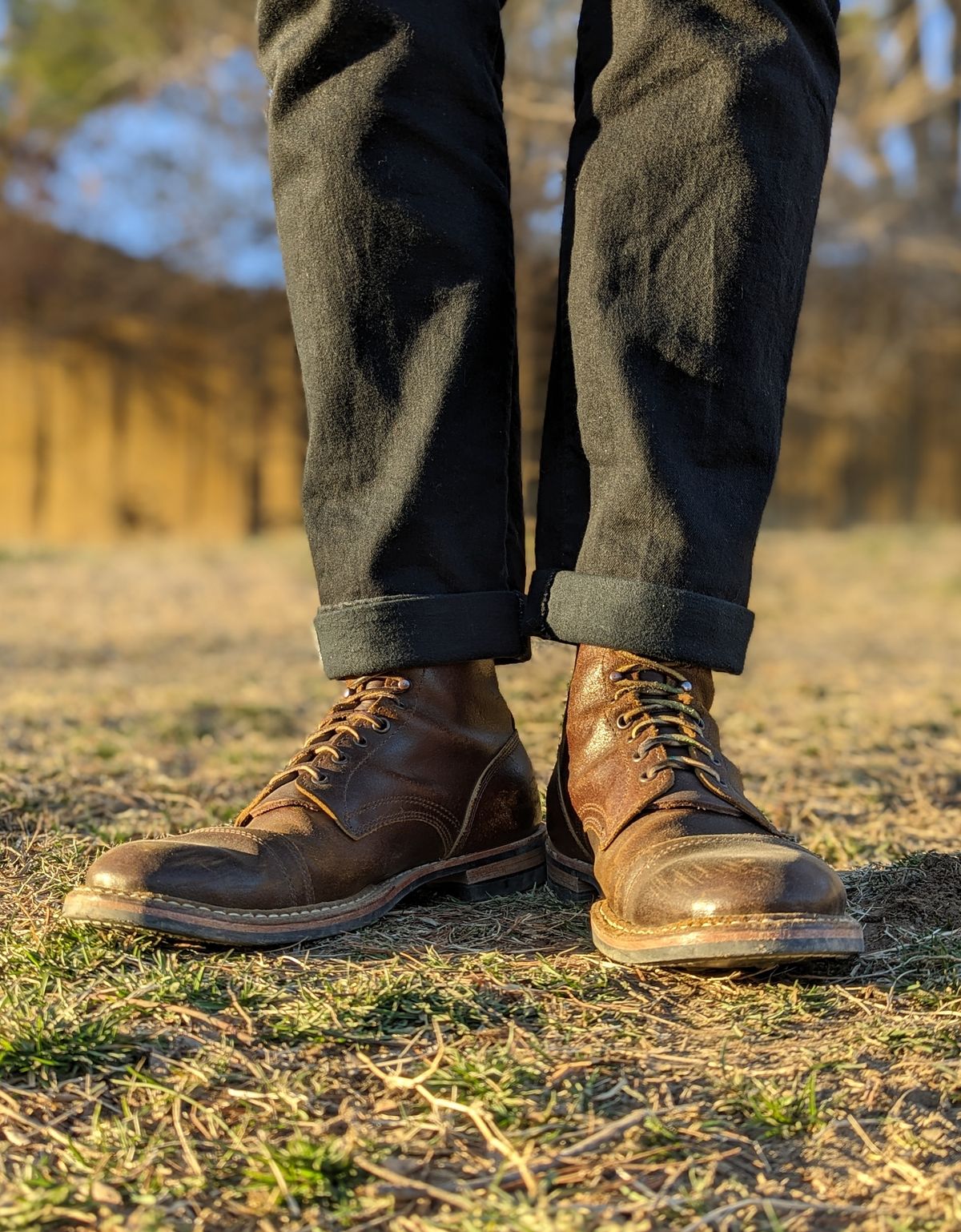 Photo by demo on February 5, 2023 of the White's MP-Sherman Toe Cap in Horween Cinnamon Waxed Flesh.