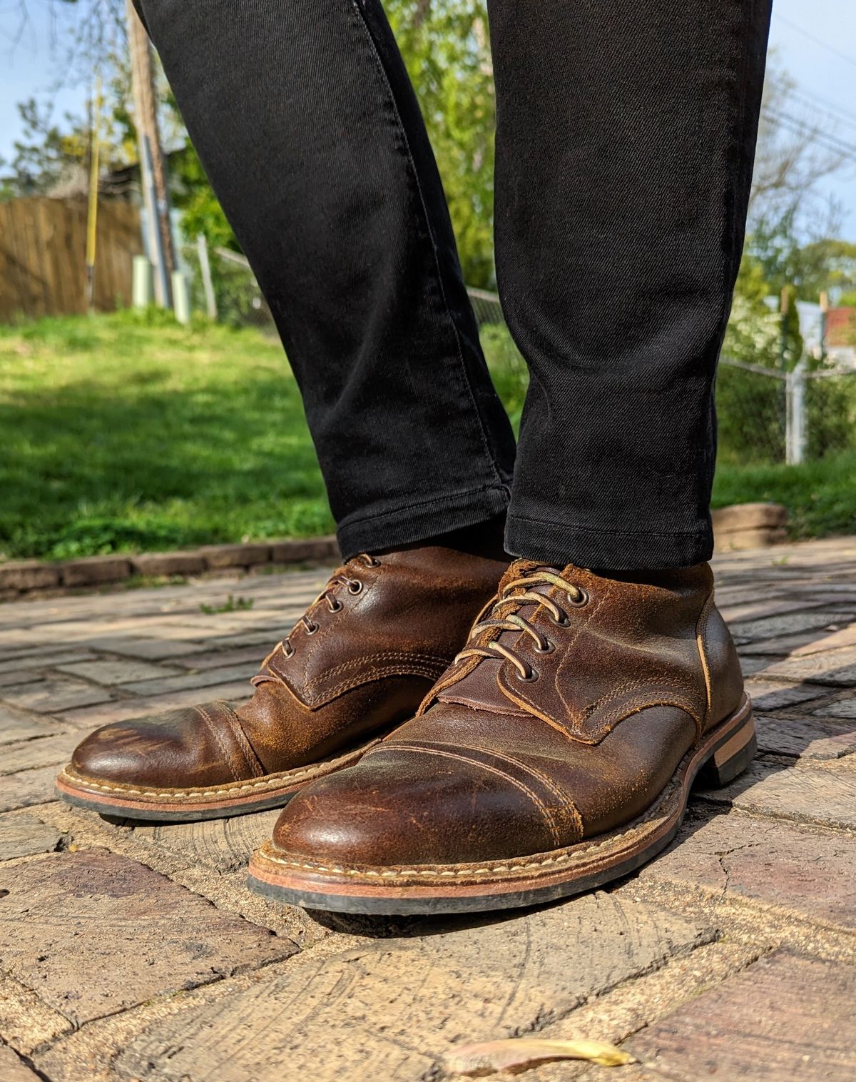 Photo by demo on April 19, 2023 of the White's MP-Sherman Toe Cap in Horween Cinnamon Waxed Flesh.