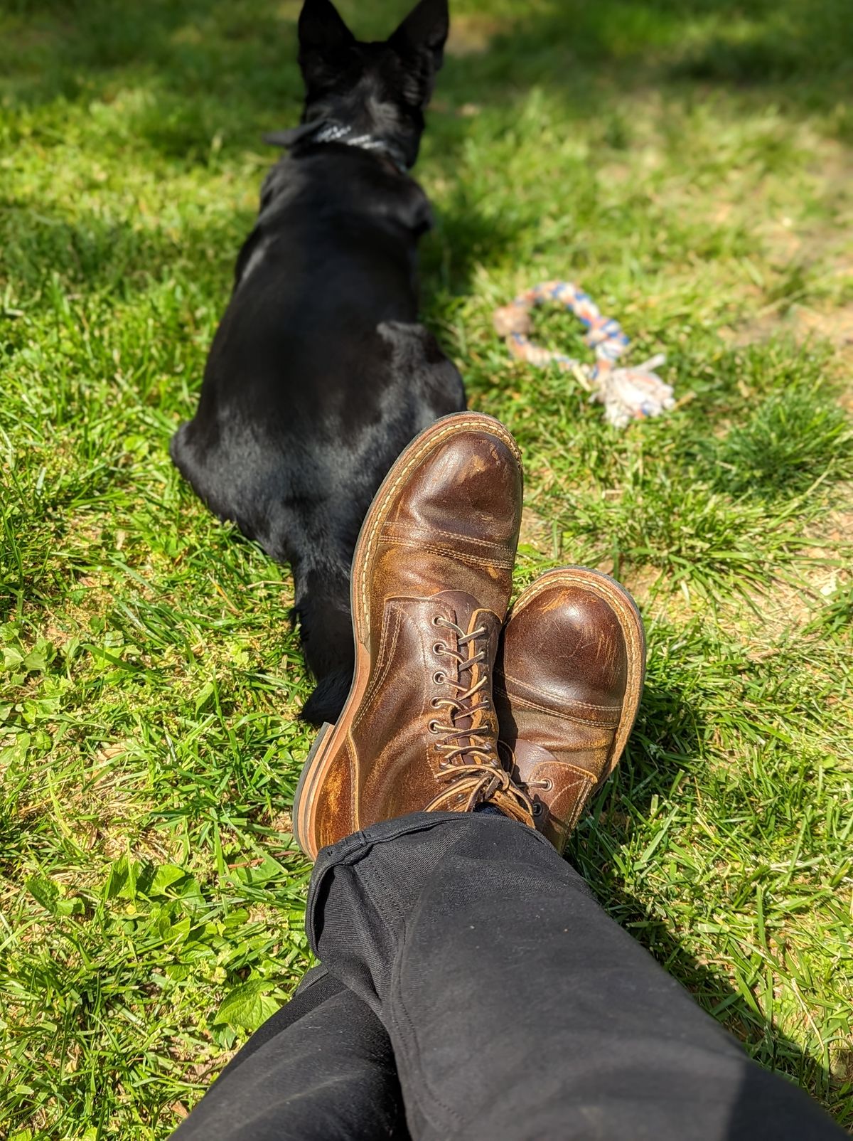 Photo by demo on May 5, 2023 of the White's MP-Sherman Toe Cap in Horween Cinnamon Waxed Flesh.