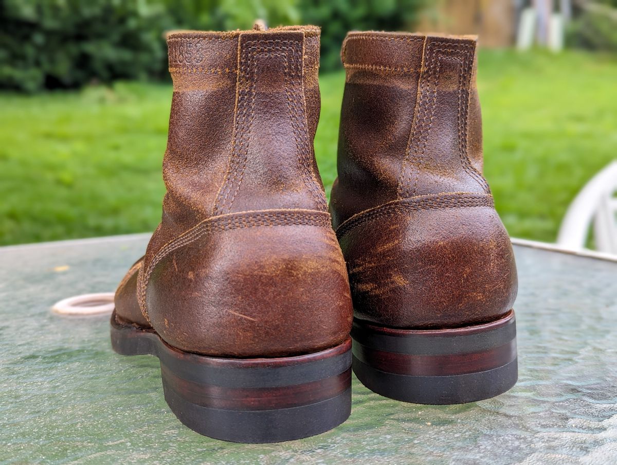 Photo by demo on May 17, 2024 of the White's MP-Sherman Toe Cap in Horween Cinnamon Waxed Flesh.