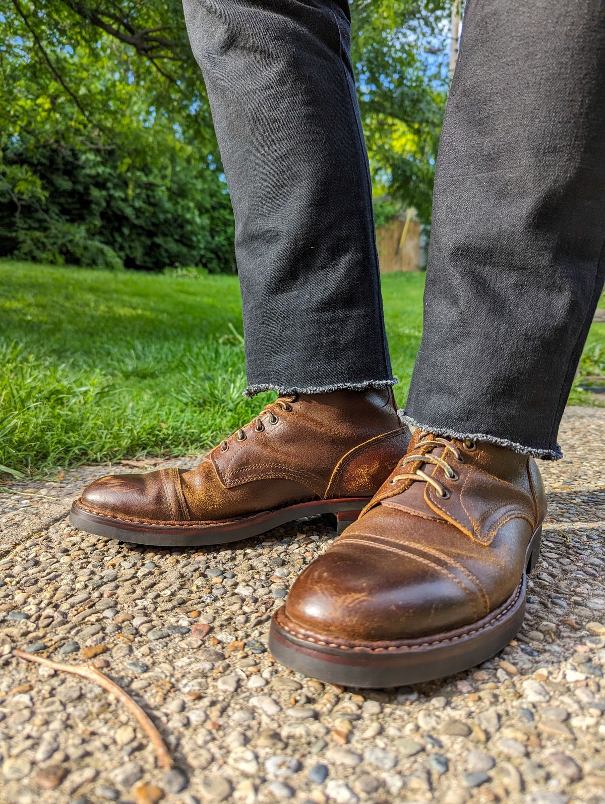 Photo by demo on May 17, 2024 of the White's MP-Sherman Toe Cap in Horween Cinnamon Waxed Flesh.