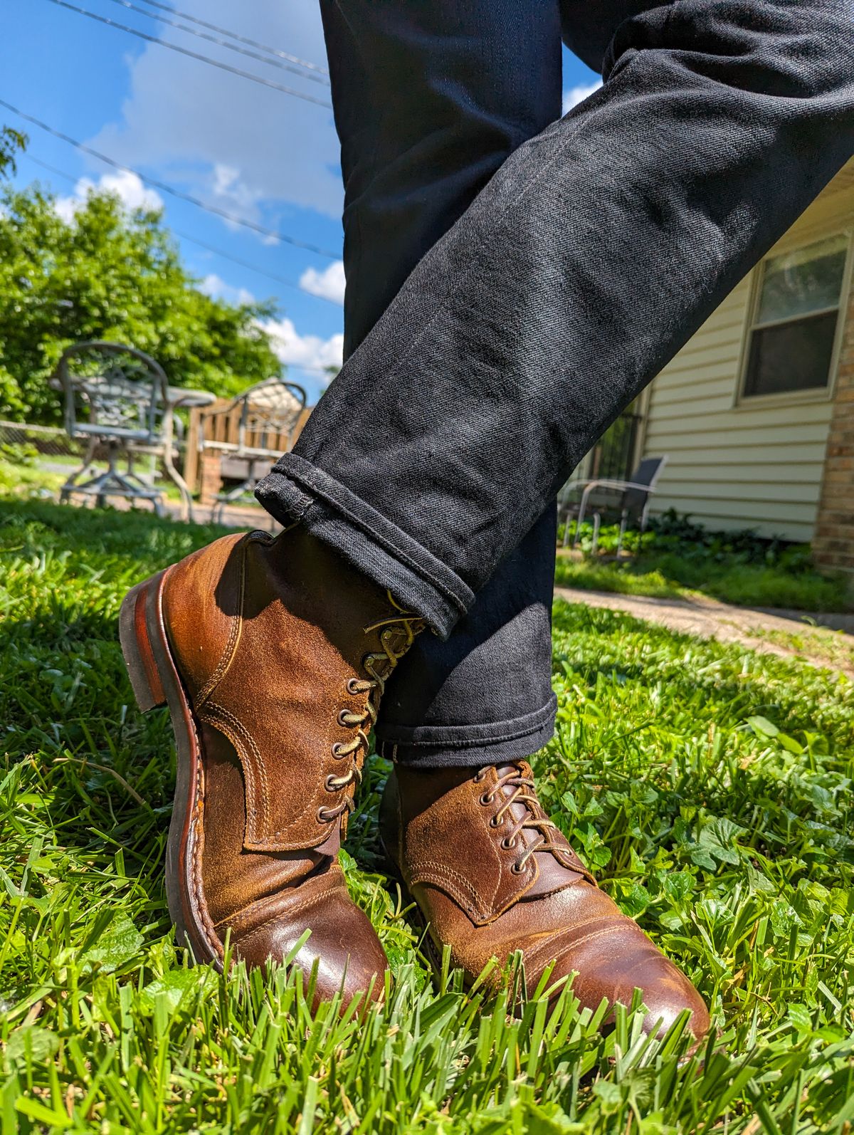 Photo by demo on May 18, 2024 of the White's MP-Sherman Toe Cap in Horween Cinnamon Waxed Flesh.