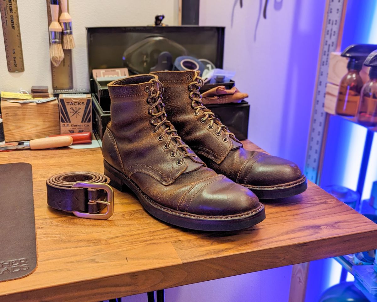 Photo by demo on May 19, 2024 of the White's MP-Sherman Toe Cap in Horween Cinnamon Waxed Flesh.