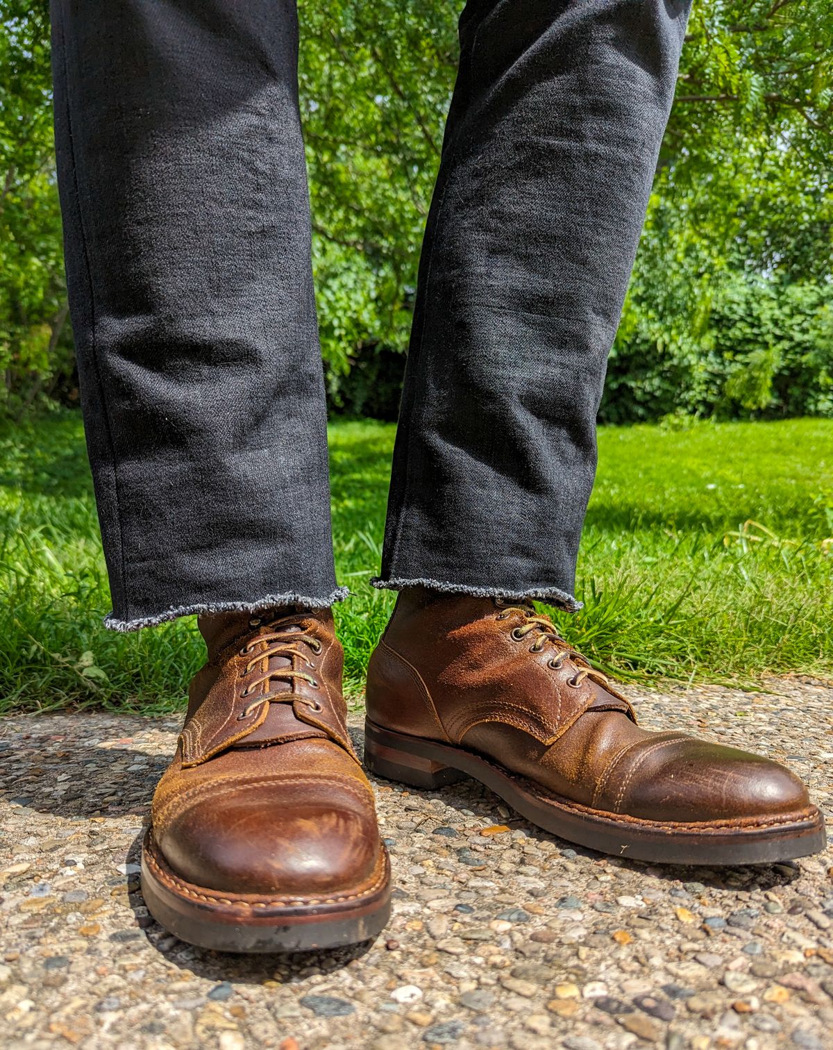 Photo by demo on May 24, 2024 of the White's MP-Sherman Toe Cap in Horween Cinnamon Waxed Flesh.