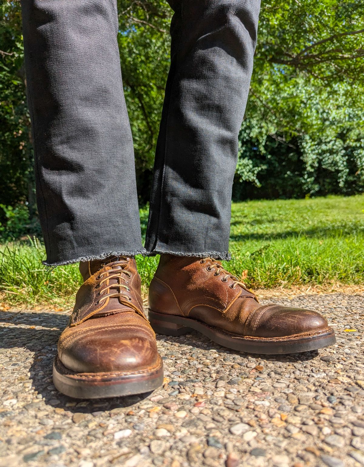 Photo by demo on June 25, 2024 of the White's MP-Sherman Toe Cap in Horween Cinnamon Waxed Flesh.