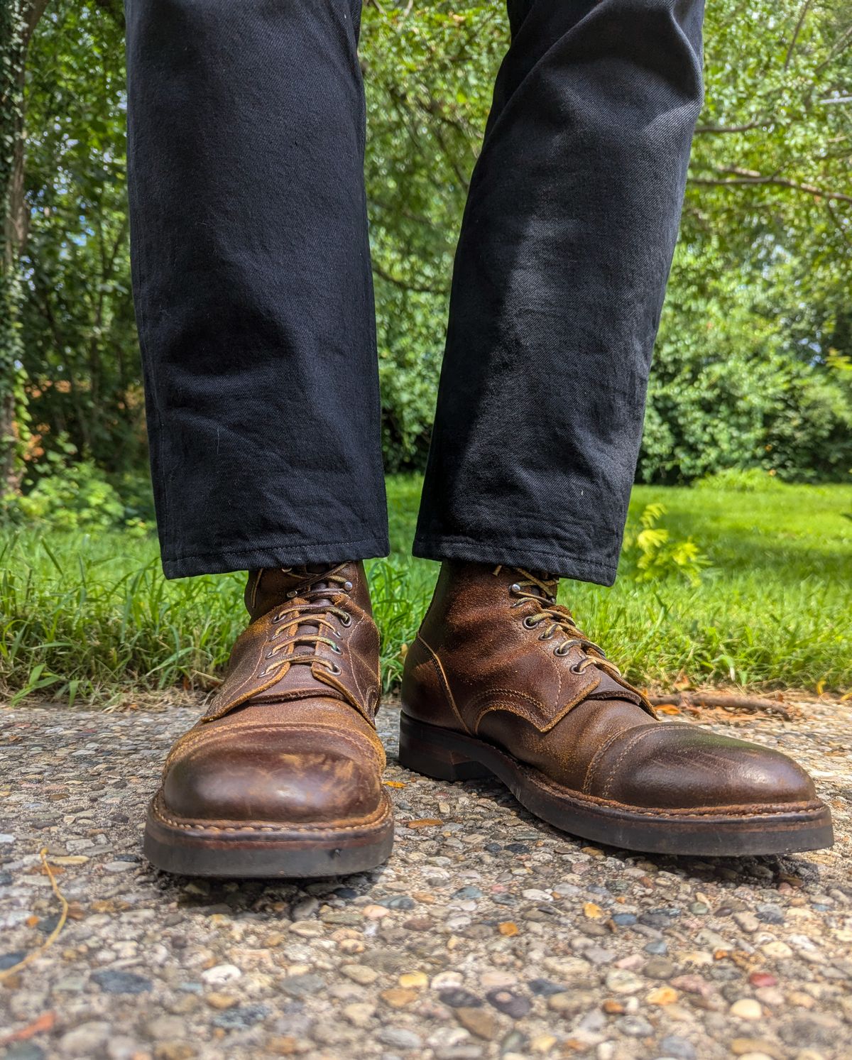 Photo by demo on July 17, 2024 of the White's MP-Sherman Toe Cap in Horween Cinnamon Waxed Flesh.