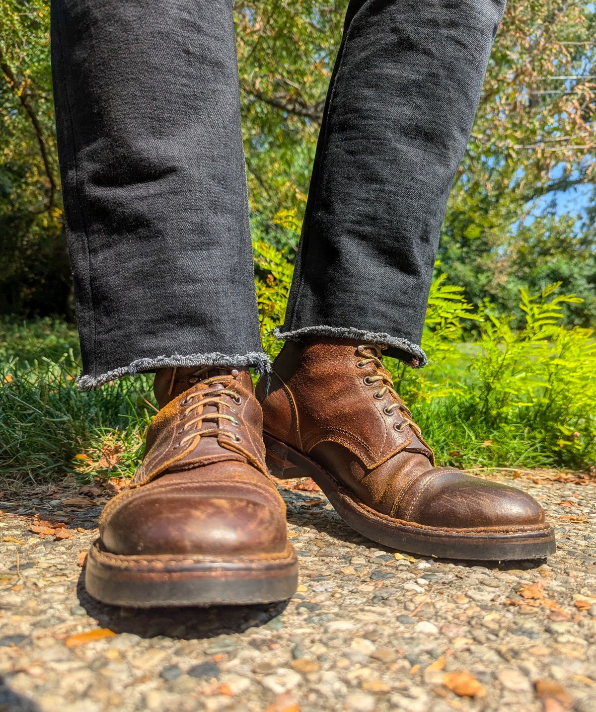 Photo by demo on August 30, 2024 of the White's MP-Sherman Toe Cap in Horween Cinnamon Waxed Flesh.