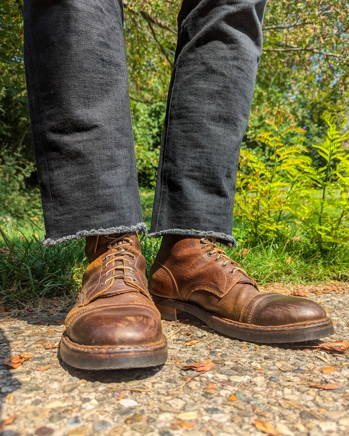Photo by demo on August 30, 2024 of the White's MP-Sherman Toe Cap in Horween Cinnamon Waxed Flesh.