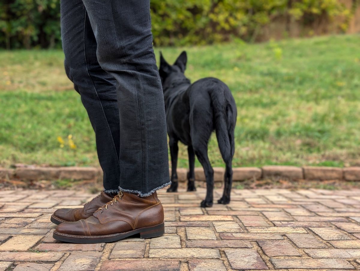 Photo by demo on November 6, 2024 of the White's MP-Sherman Toe Cap in Horween Cinnamon Waxed Flesh.