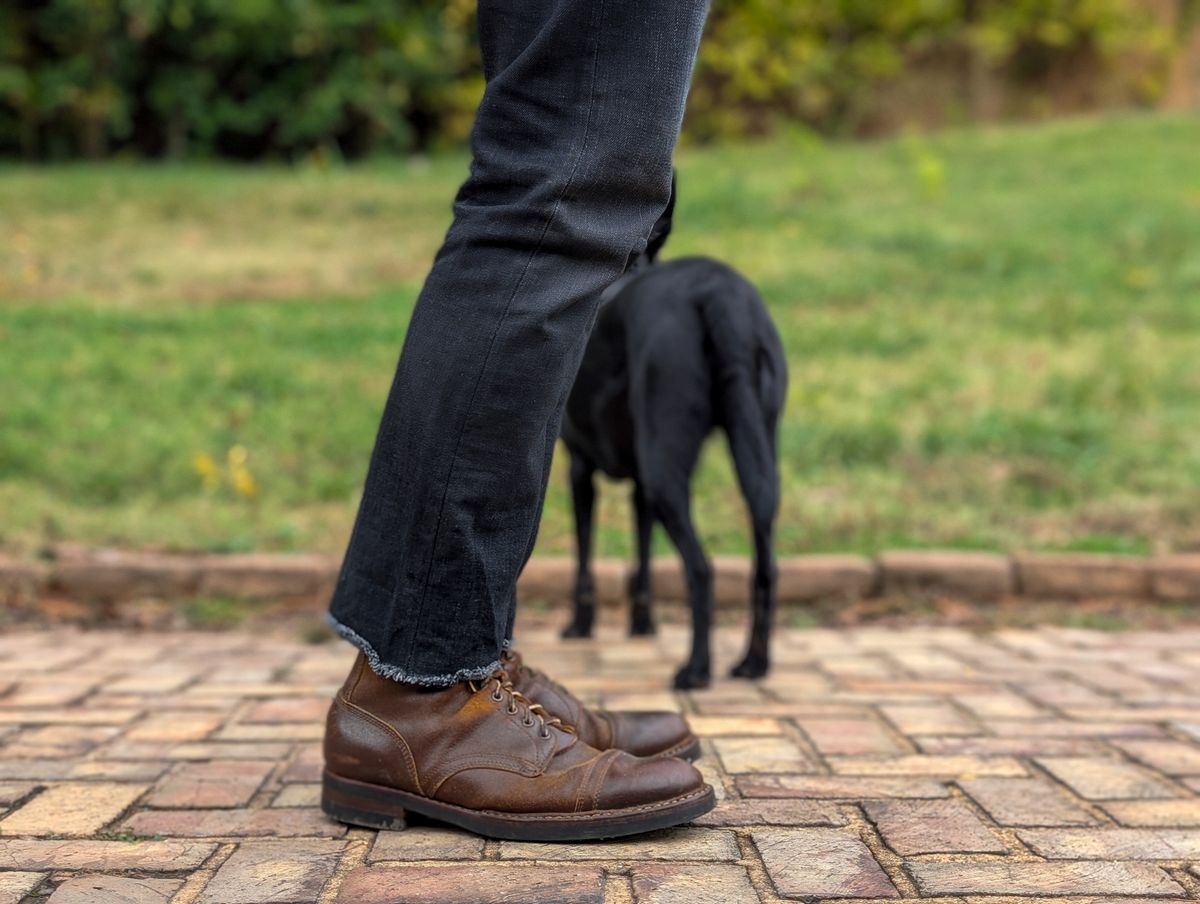 Photo by demo on November 6, 2024 of the White's MP-Sherman Toe Cap in Horween Cinnamon Waxed Flesh.