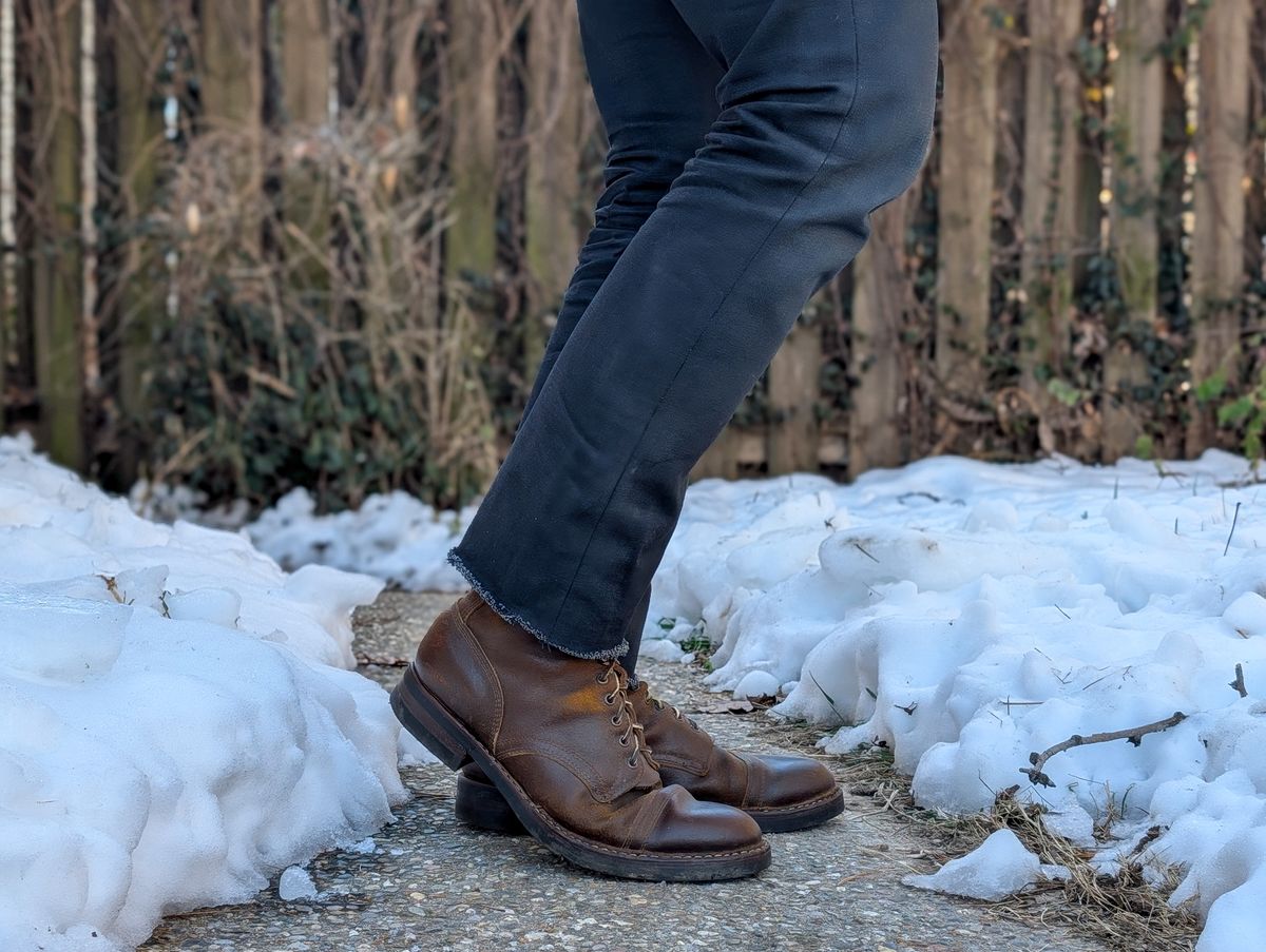 Photo by demo on January 16, 2025 of the White's MP-Sherman Toe Cap in Horween Cinnamon Waxed Flesh.