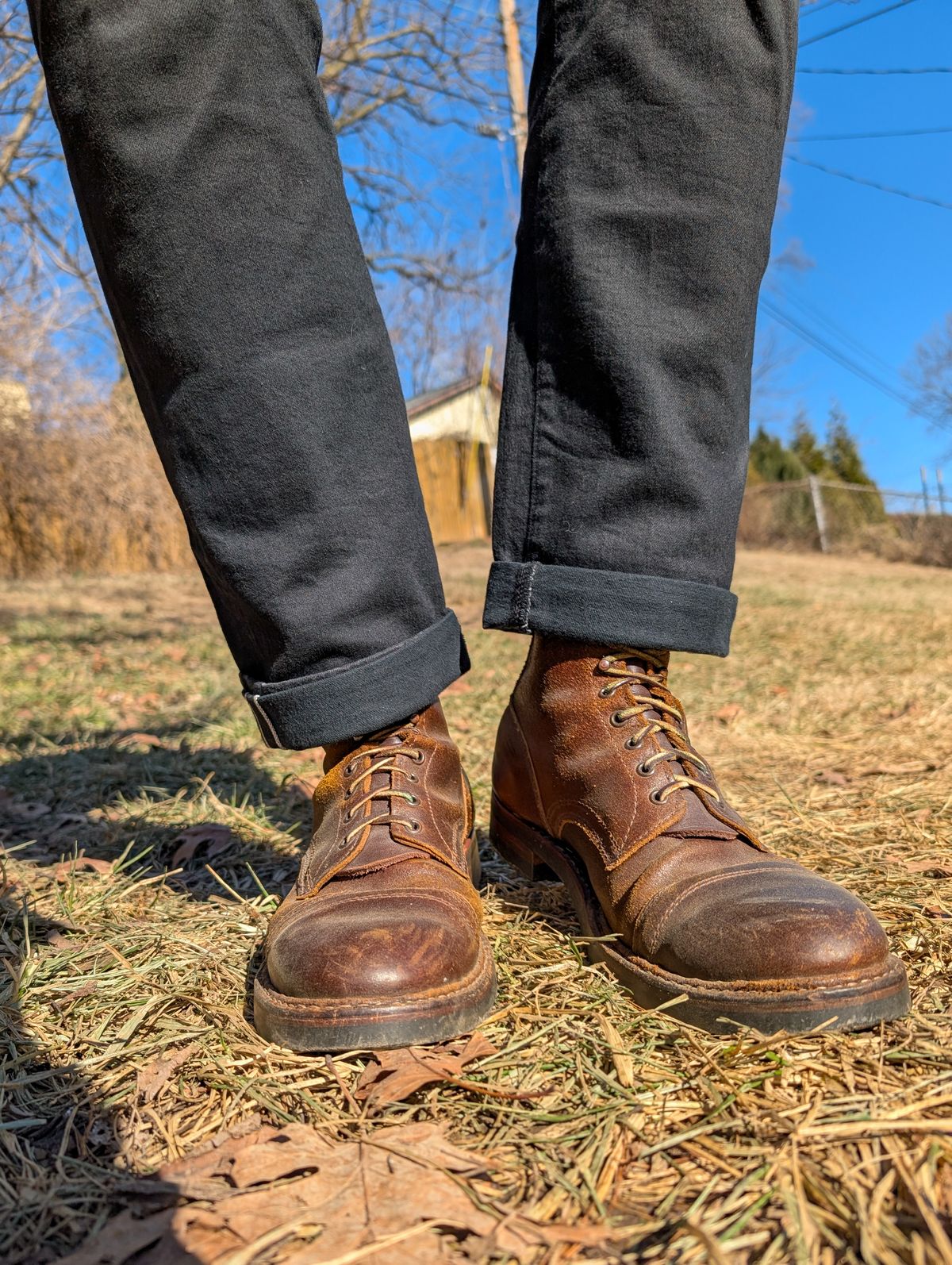 Photo by demo on January 28, 2025 of the White's MP-Sherman Toe Cap in Horween Cinnamon Waxed Flesh.