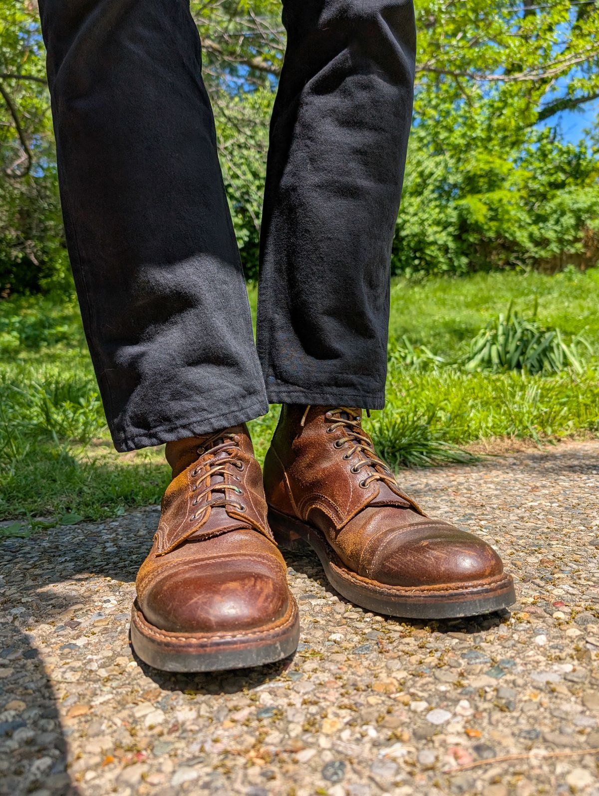 Photo by demo on May 6, 2025 of the White's MP-Sherman Toe Cap in Horween Cinnamon Waxed Flesh.