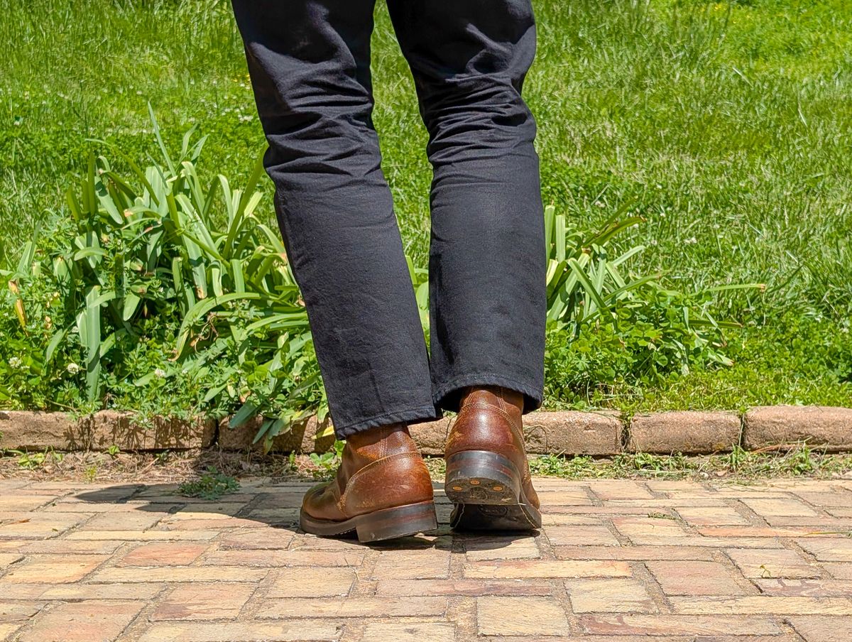 Photo by demo on May 6, 2025 of the White's MP-Sherman Toe Cap in Horween Cinnamon Waxed Flesh.