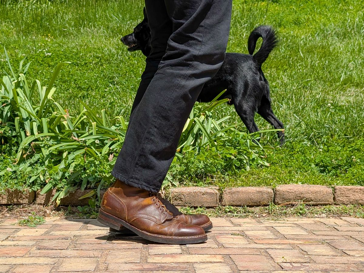 Photo by demo on May 6, 2025 of the White's MP-Sherman Toe Cap in Horween Cinnamon Waxed Flesh.