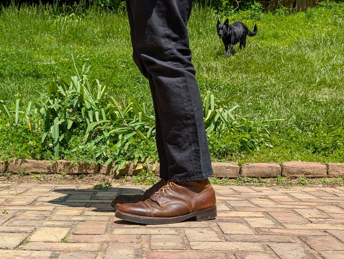 Photo by demo on May 6, 2025 of the White's MP-Sherman Toe Cap in Horween Cinnamon Waxed Flesh.