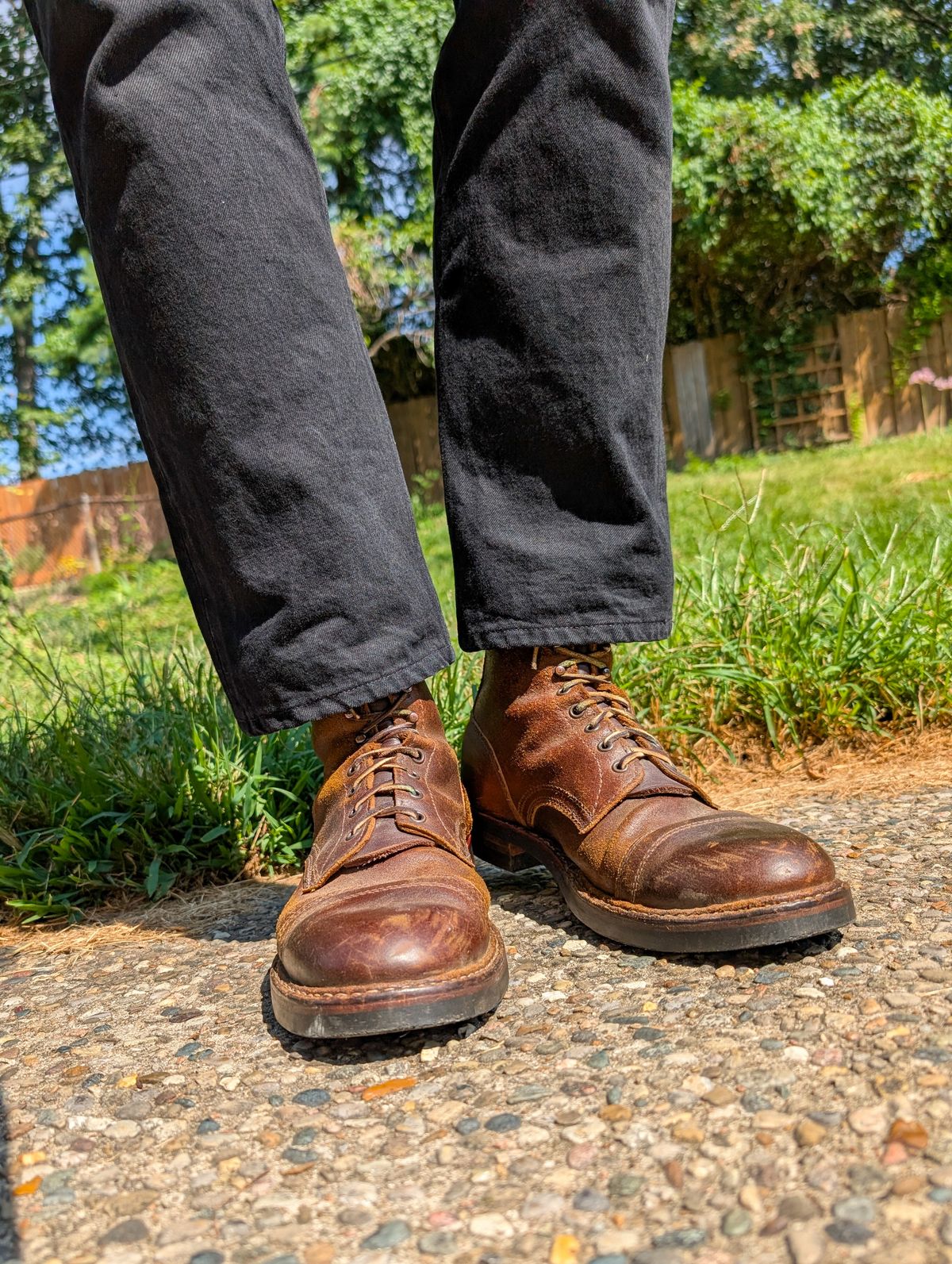 Photo by demo on August 12, 2025 of the White's MP-Sherman Toe Cap in Horween Cinnamon Waxed Flesh.