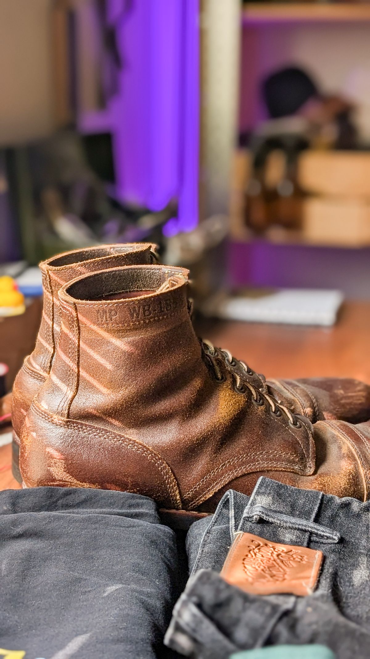 Photo by demo on February 3, 2026 of the White's MP-Sherman Toe Cap in Horween Cinnamon Waxed Flesh.