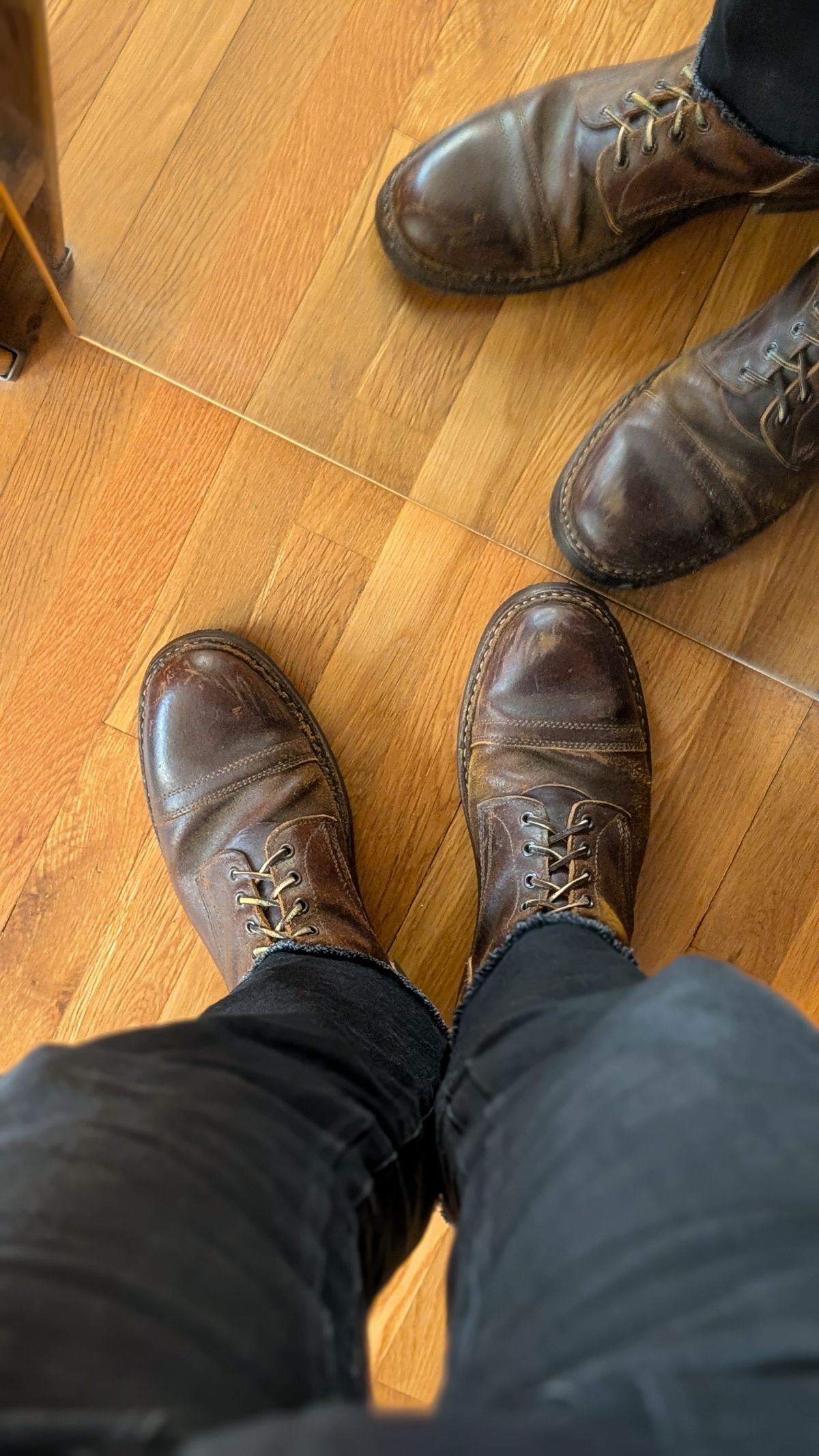 Photo by demo on January 11, 2026 of the White's MP-Sherman Toe Cap in Horween Cinnamon Waxed Flesh.