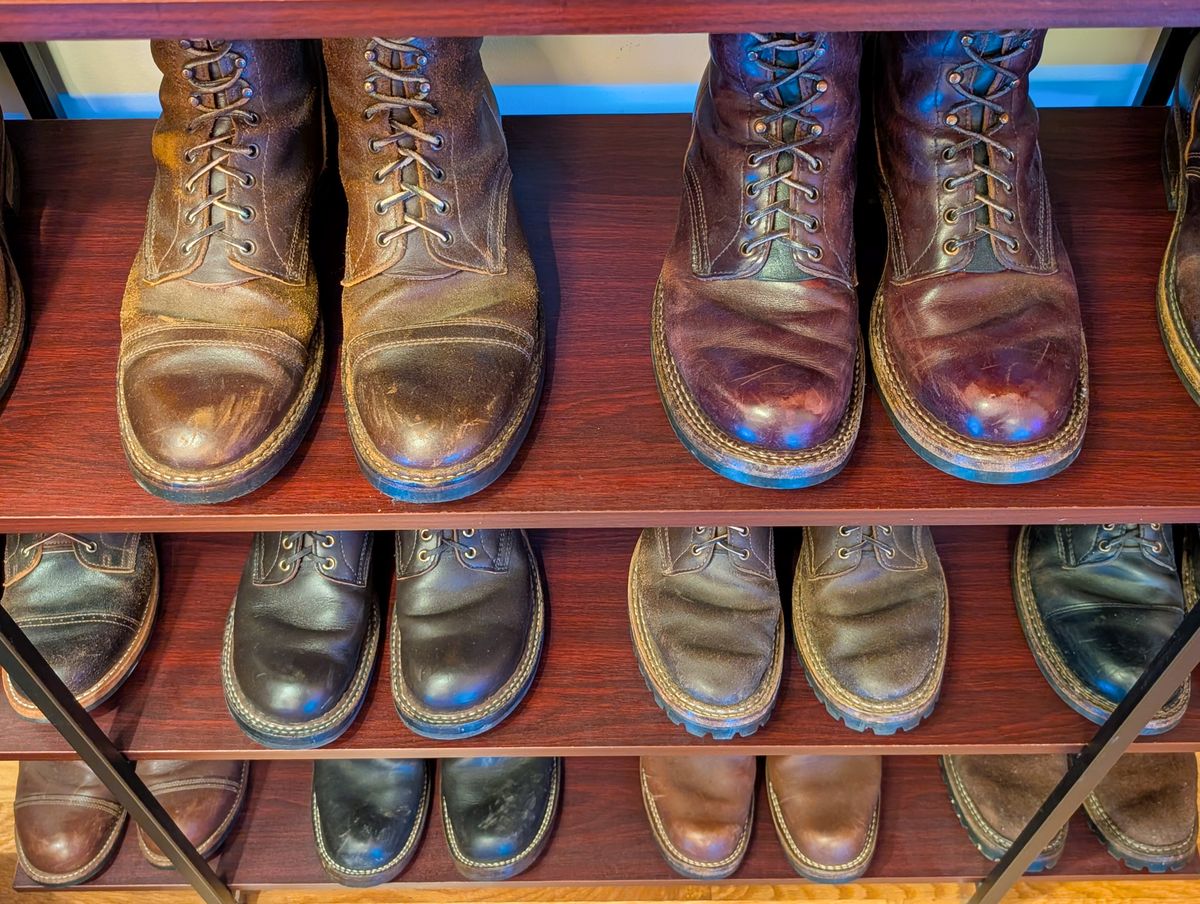 Photo by demo on November 24, 2025 of the White's MP-Sherman Toe Cap in Horween Cinnamon Waxed Flesh.