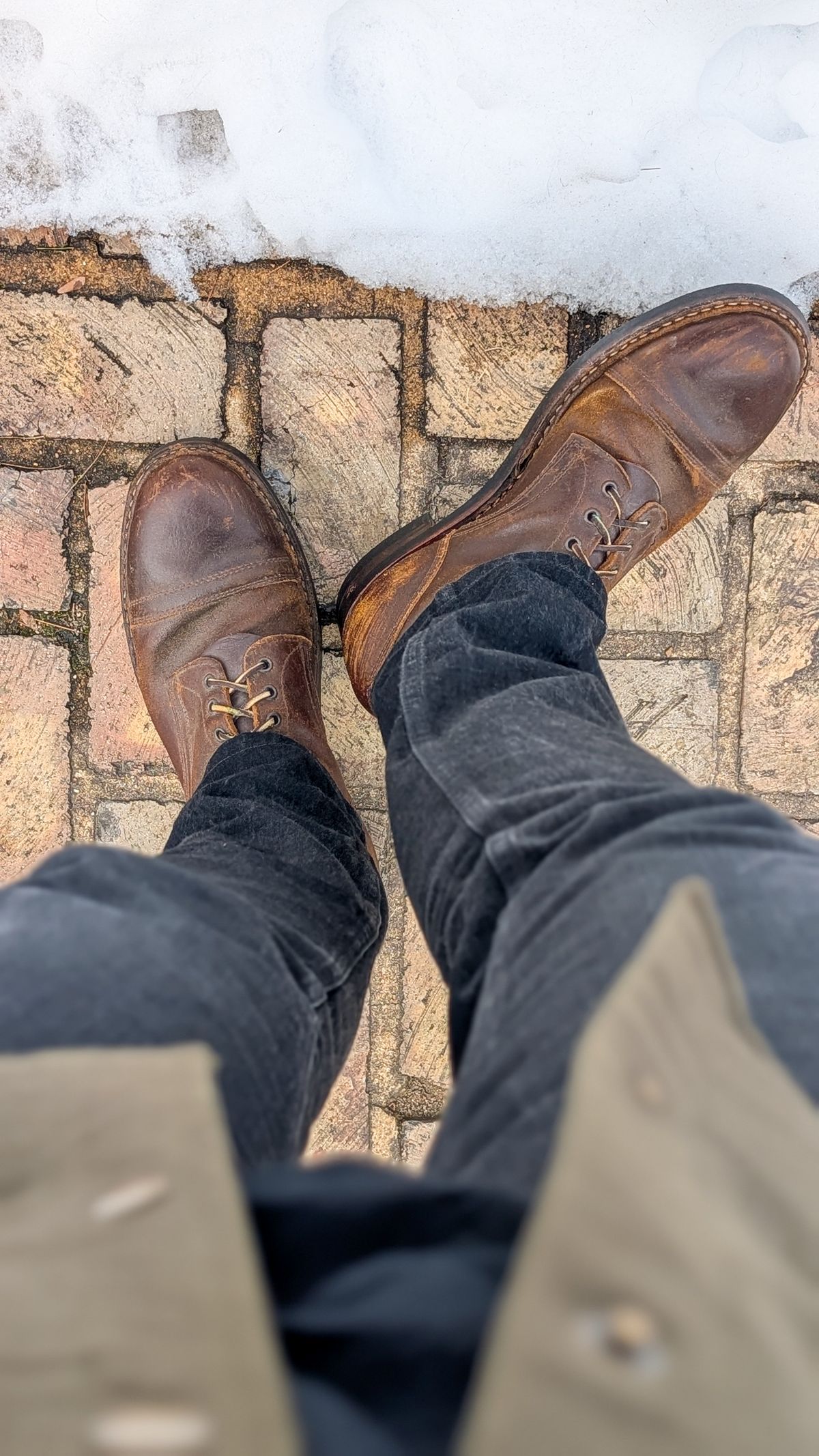 Photo by demo on February 3, 2026 of the White's MP-Sherman Toe Cap in Horween Cinnamon Waxed Flesh.