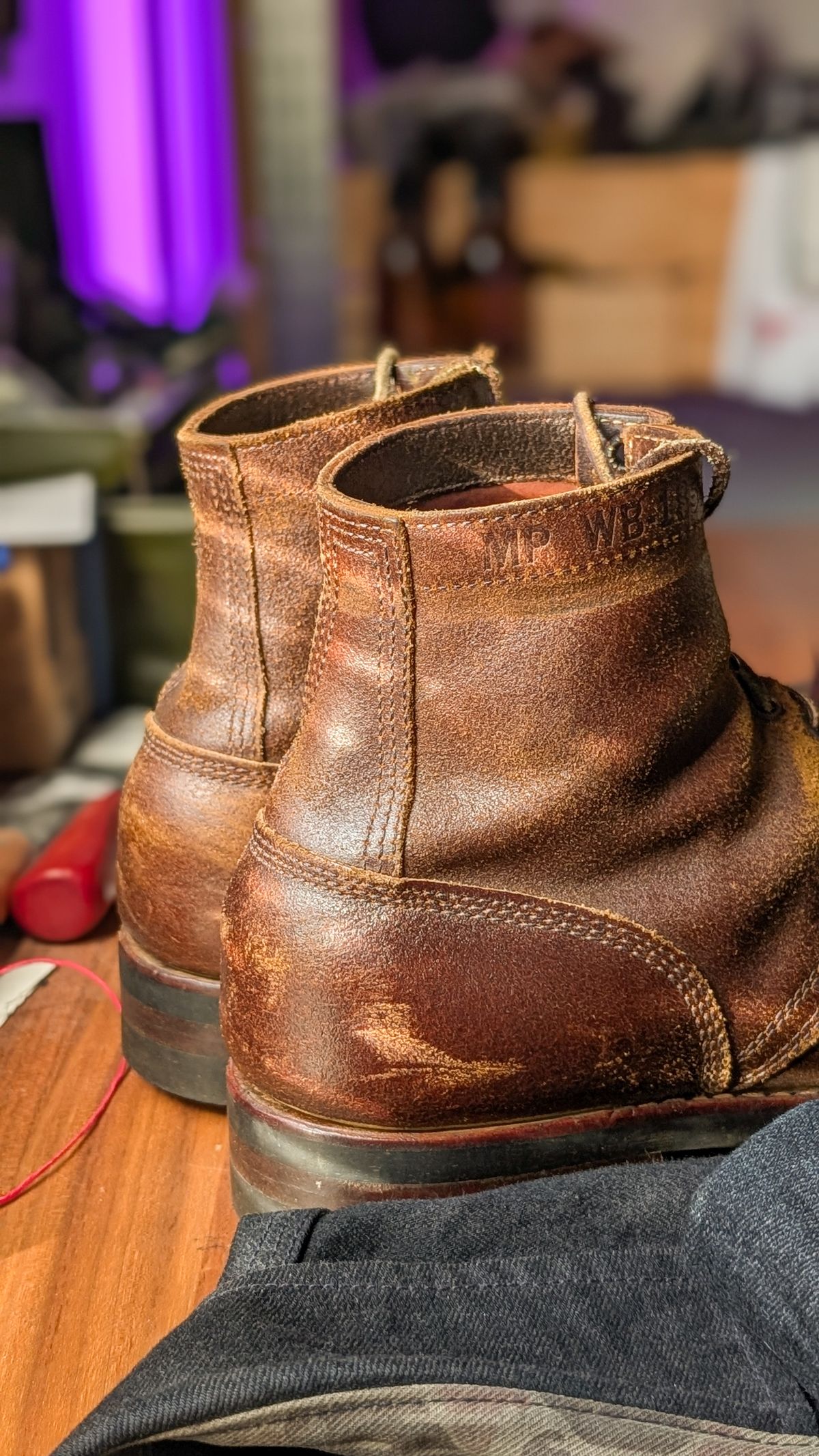 Photo by demo on January 22, 2026 of the White's MP-Sherman Toe Cap in Horween Cinnamon Waxed Flesh.