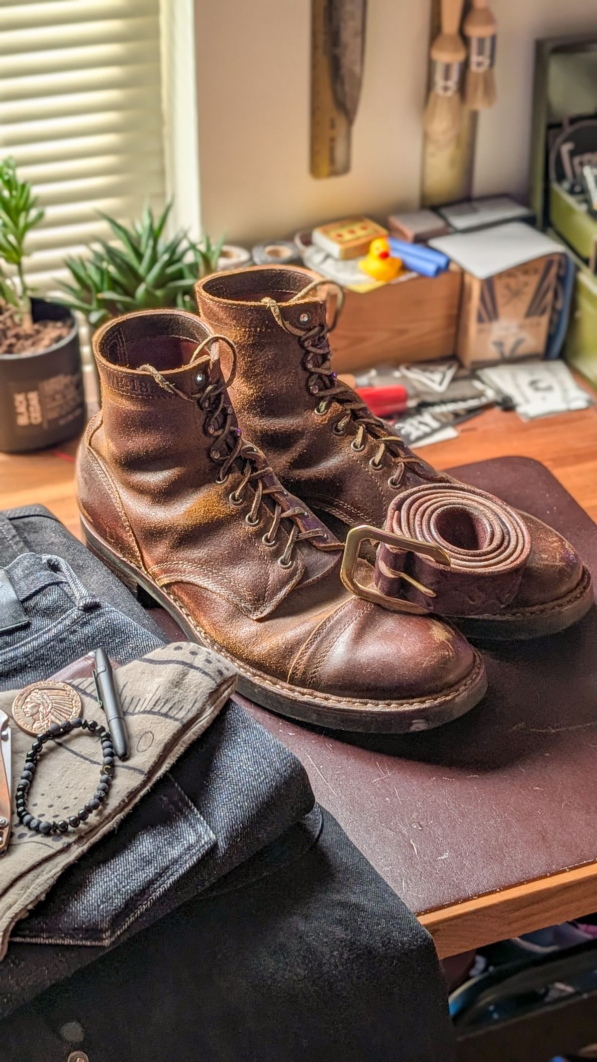 Photo by demo on January 22, 2026 of the White's MP-Sherman Toe Cap in Horween Cinnamon Waxed Flesh.