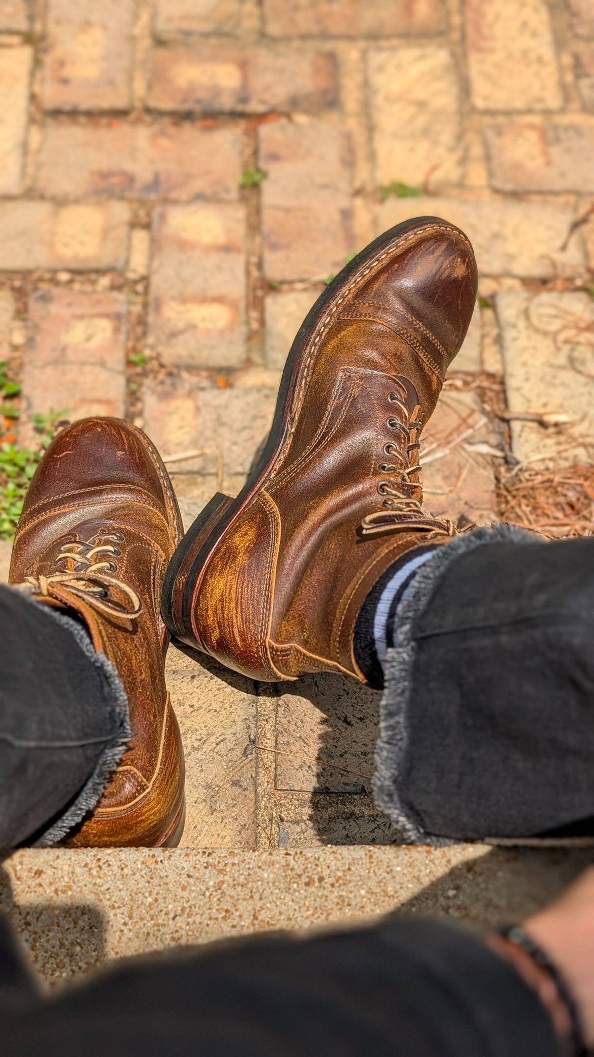 Photo by demo on June 11, 2026 of the White's MP-Sherman Toe Cap in Horween Cinnamon Waxed Flesh.