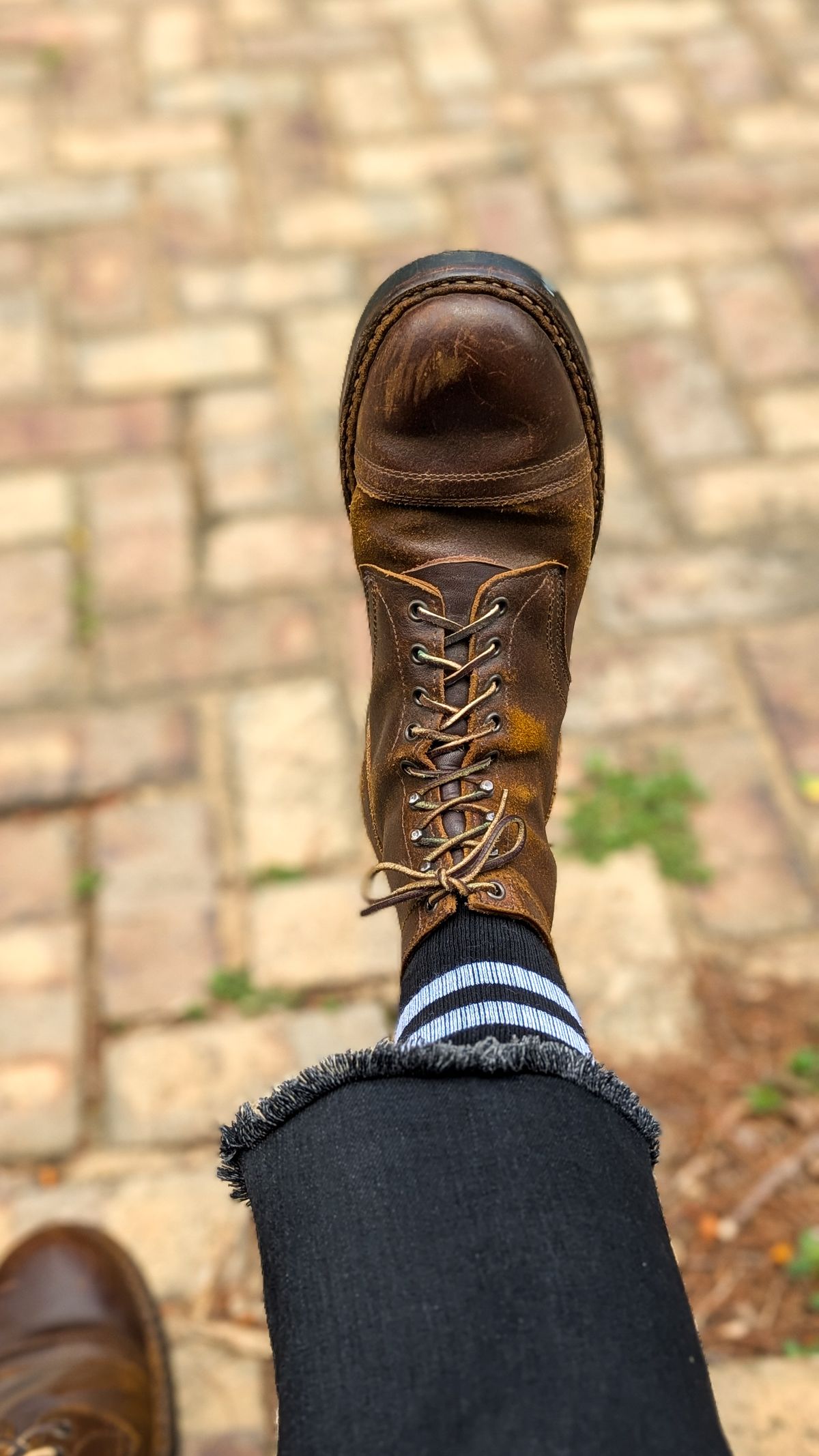 Photo by demo on June 11, 2026 of the White's MP-Sherman Toe Cap in Horween Cinnamon Waxed Flesh.