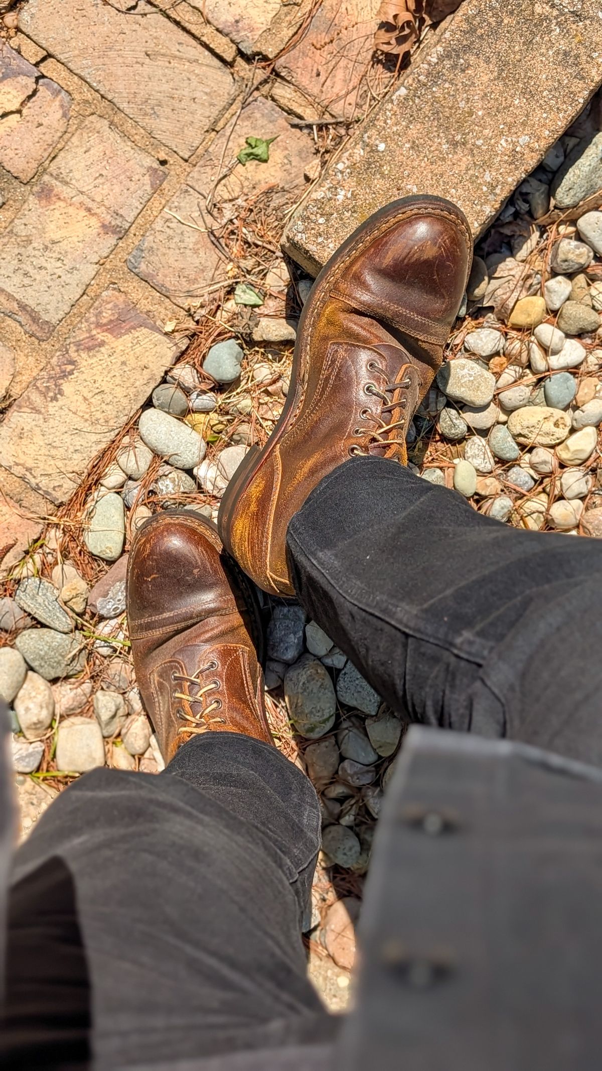 Photo by demo on May 1, 2026 of the White's MP-Sherman Toe Cap in Horween Cinnamon Waxed Flesh.