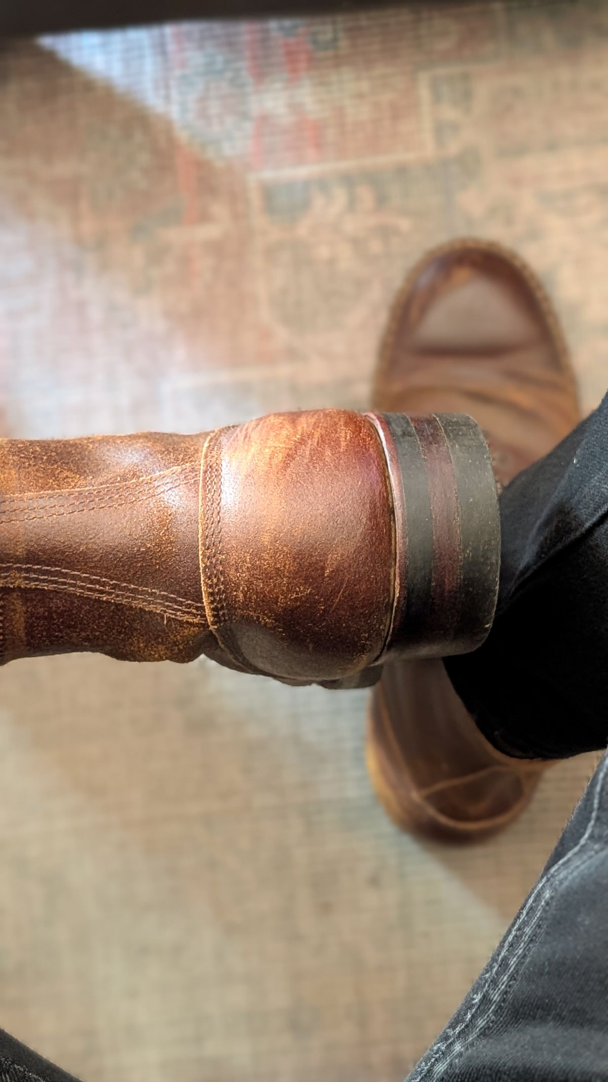 Photo by demo on May 1, 2026 of the White's MP-Sherman Toe Cap in Horween Cinnamon Waxed Flesh.