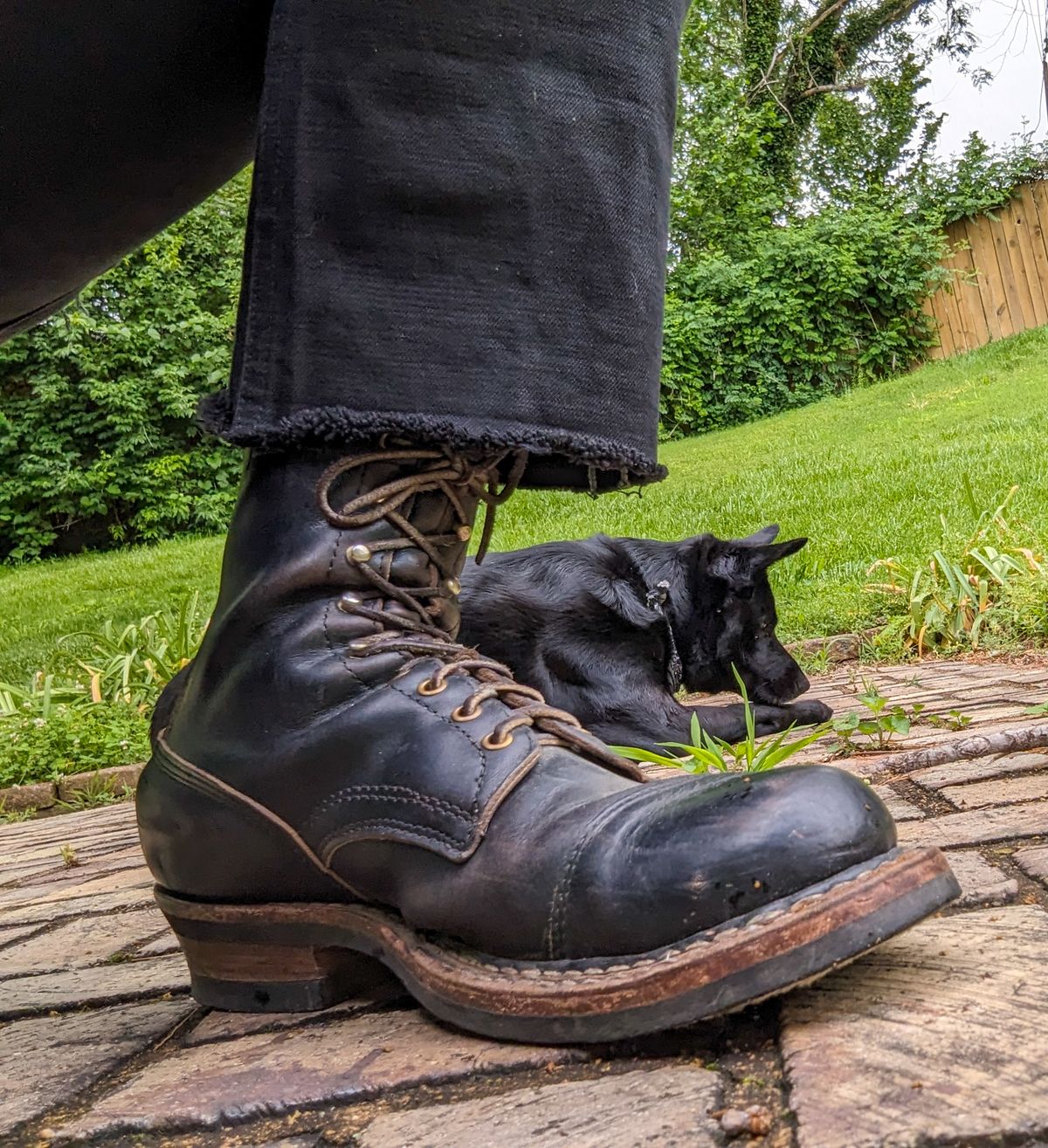 Photo by demo on May 14, 2024 of the White's Bounty Hunter in Horween Black Chromexcel.