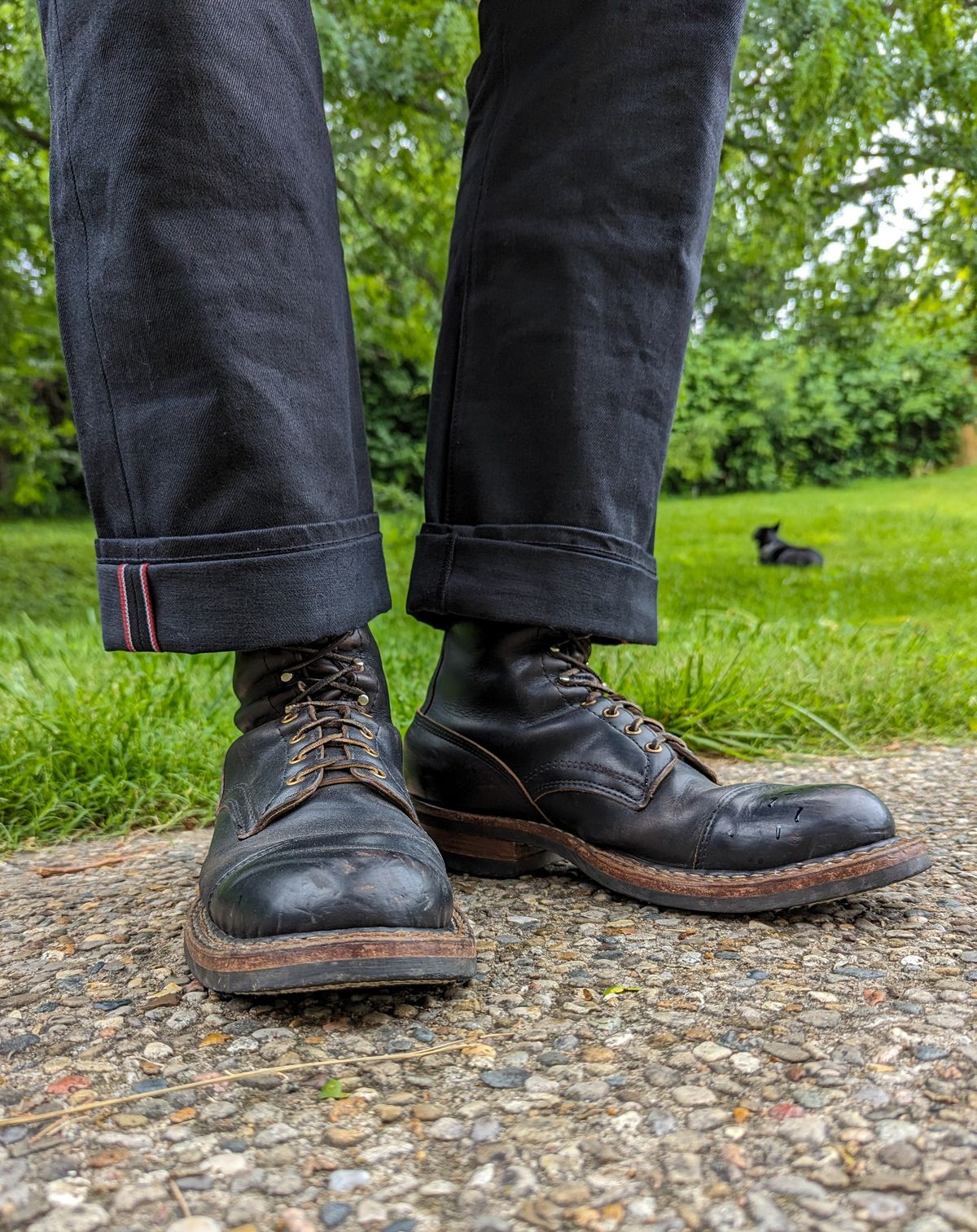 Photo by demo on May 23, 2024 of the White's Bounty Hunter in Horween Black Chromexcel.