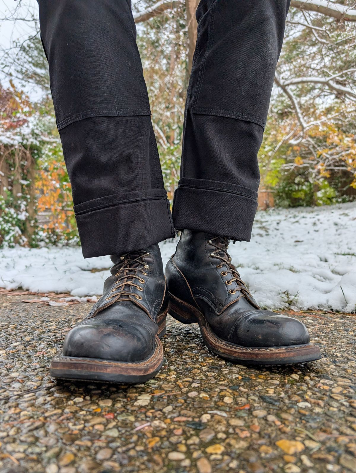Photo by demo on December 1, 2024 of the White's Bounty Hunter in Horween Black Chromexcel.